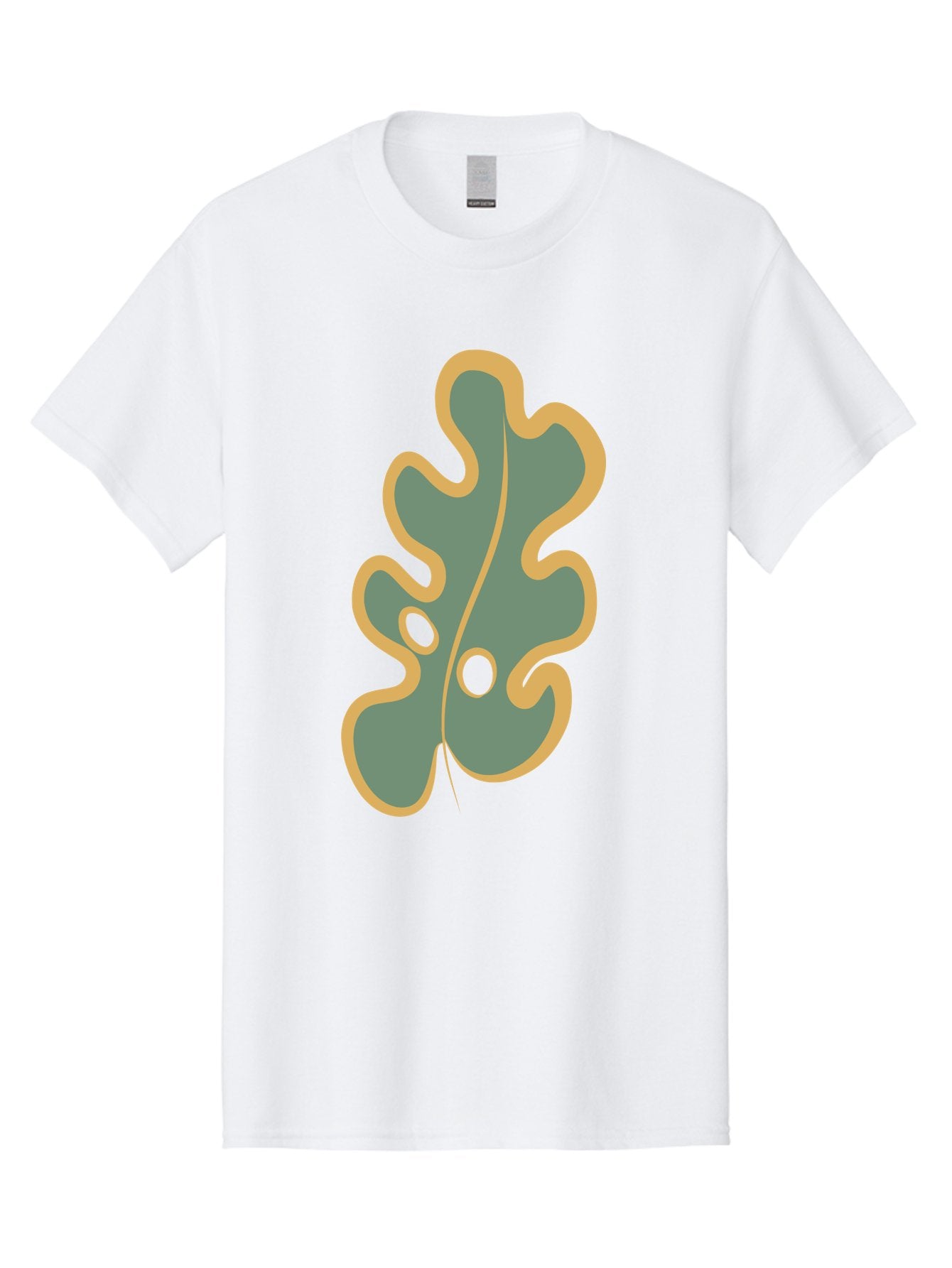 Oak-Leaf-1 Men'S Graphic Tee, 100% Cotton, Comfortable Casual Summer Wear, Machine Washable, Oak Leaf, Leaf Silhouette, Foliage Icon, Nature Symbol, Muted Green, Yellow Outline, Simple Graphic, Natural Design Aae033 5