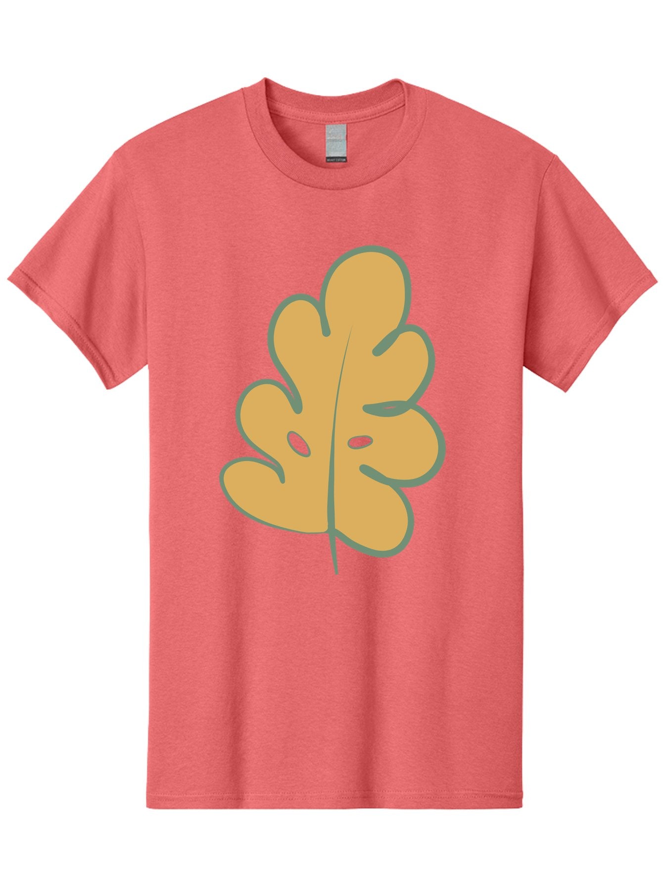 Oak-Leaf Men'S Graphic Tee, 100% Cotton, Comfortable Casual Summer Wear, Machine Washable, Oak Leaf, Cartoon Leaf, Autumn Foliage, Fall Colors, Nature Illustration, Simple Graphic, Leaf Design, Orange Leaf Aae034 15