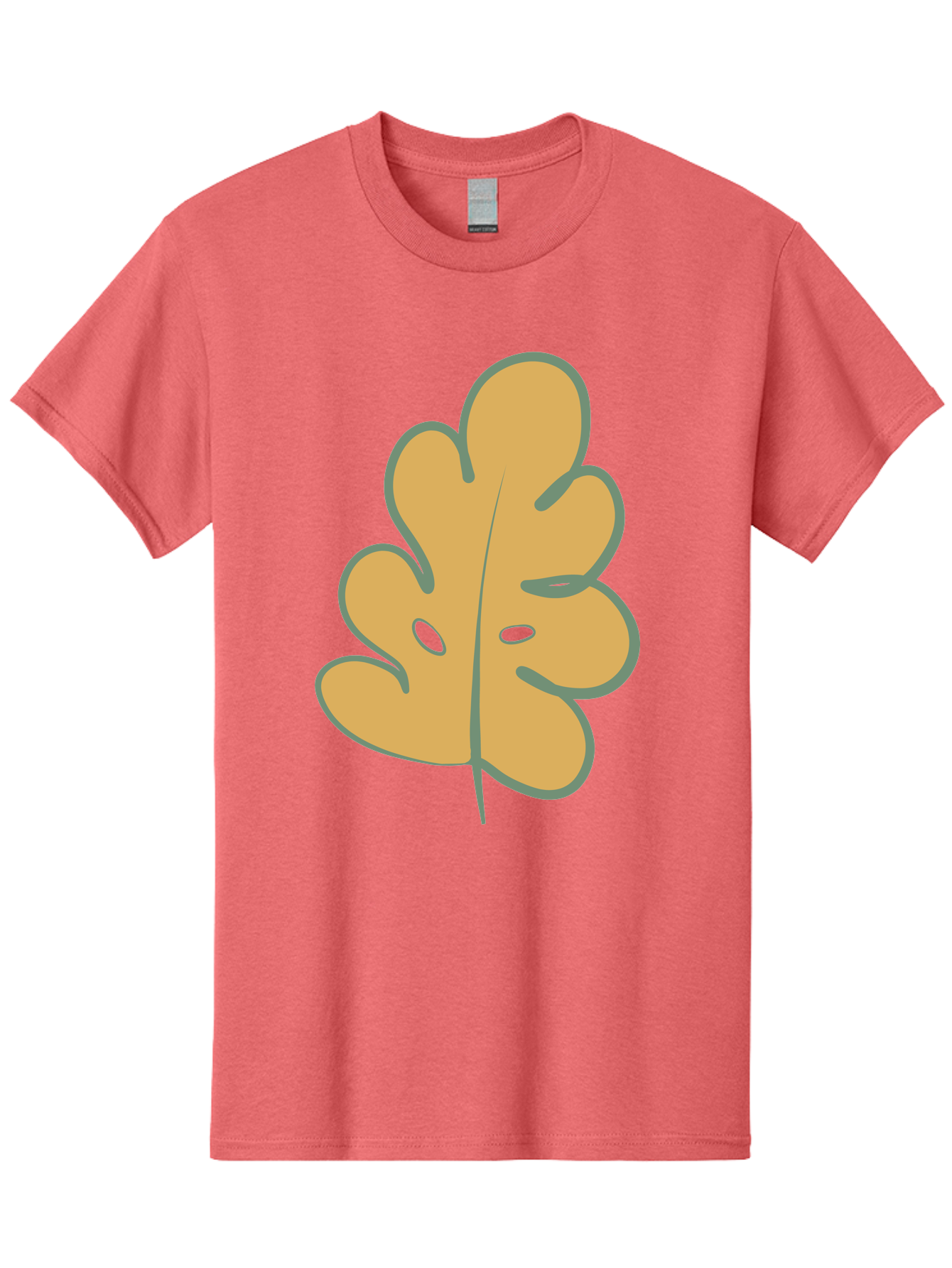 Oak-Leaf Men'S Graphic Tee, 100% Cotton, Comfortable Casual Summer Wear, Machine Washable, Oak Leaf, Cartoon Leaf, Autumn Foliage, Fall Colors, Nature Illustration, Simple Graphic, Leaf Design, Orange Leaf Aae034