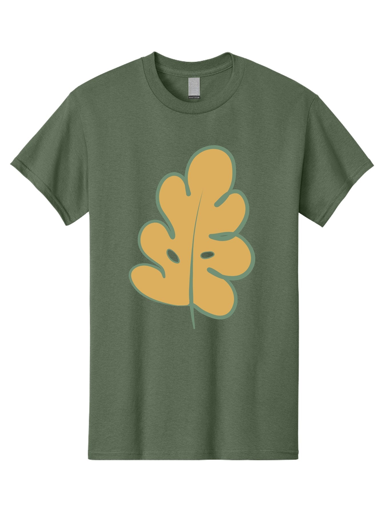 Oak-Leaf Men'S Graphic Tee, 100% Cotton, Comfortable Casual Summer Wear, Machine Washable, Oak Leaf, Cartoon Leaf, Autumn Foliage, Fall Colors, Nature Illustration, Simple Graphic, Leaf Design, Orange Leaf Aae034