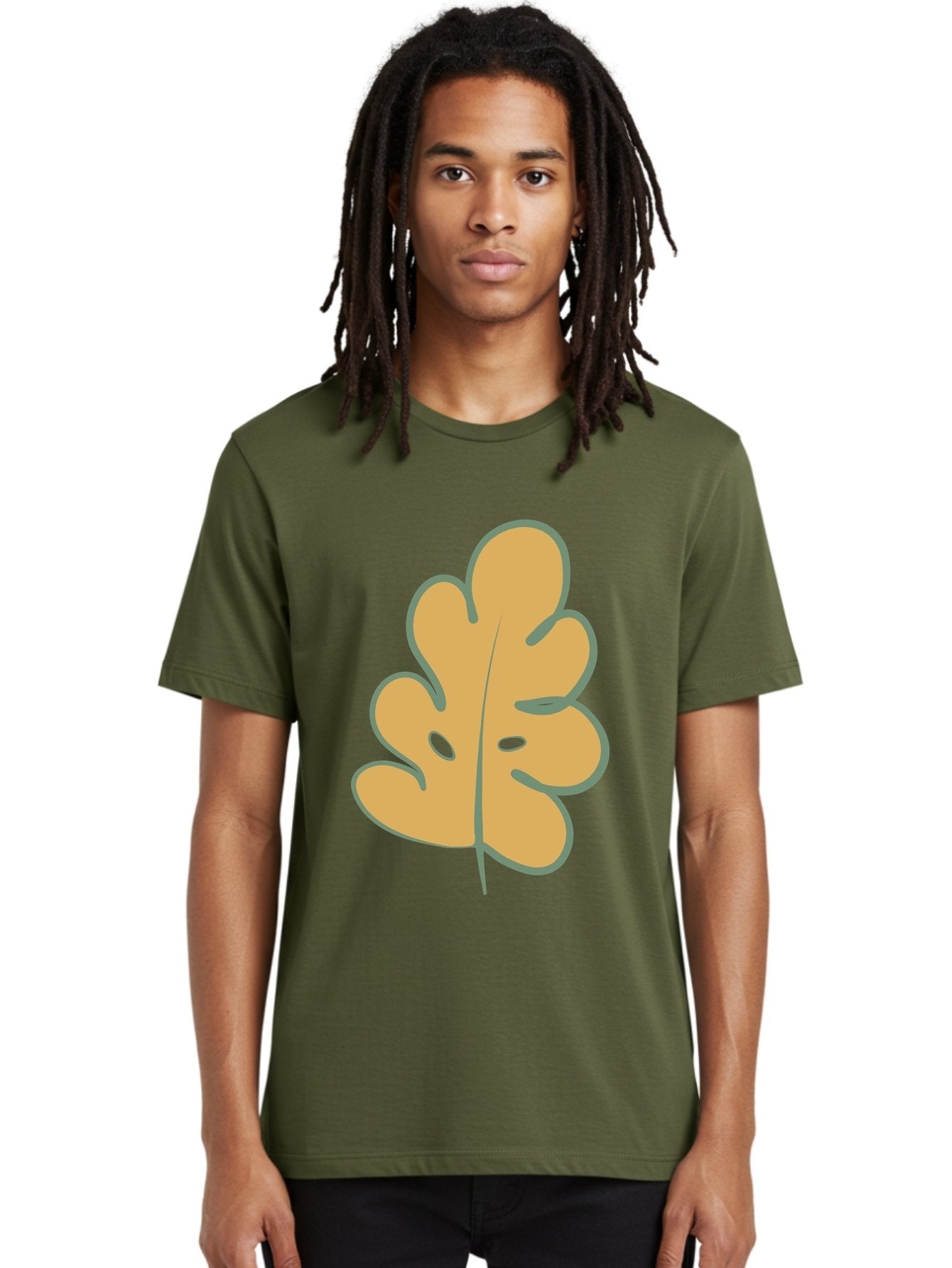 Oak-Leaf Men'S Graphic Tee, 100% Cotton, Comfortable Casual Summer Wear, Machine Washable, Oak Leaf, Cartoon Leaf, Autumn Foliage, Fall Colors, Nature Illustration, Simple Graphic, Leaf Design, Orange Leaf Aae034 21