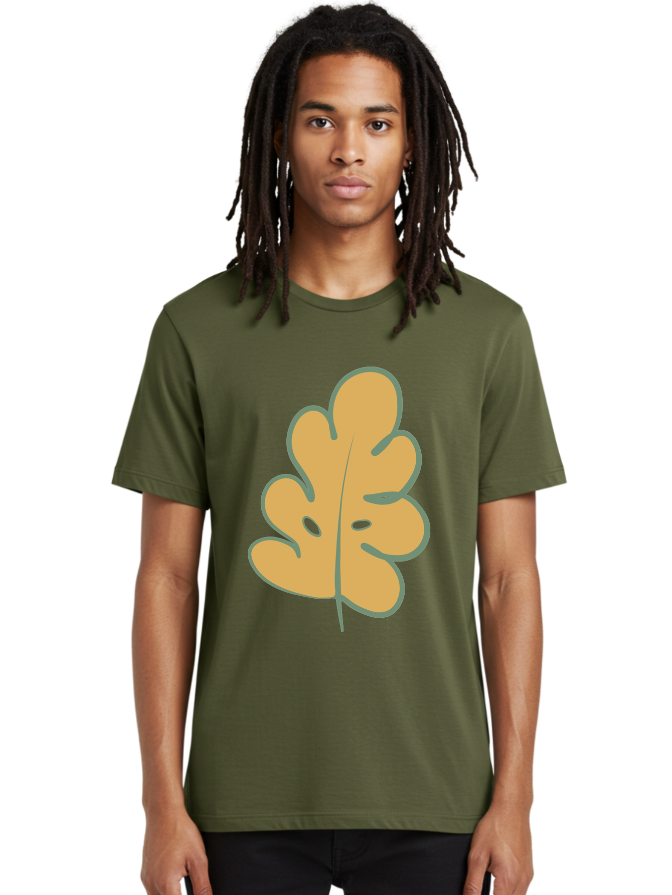 Oak-Leaf Men'S Graphic Tee, 100% Cotton, Comfortable Casual Summer Wear, Machine Washable, Oak Leaf, Cartoon Leaf, Autumn Foliage, Fall Colors, Nature Illustration, Simple Graphic, Leaf Design, Orange Leaf Aae034 20