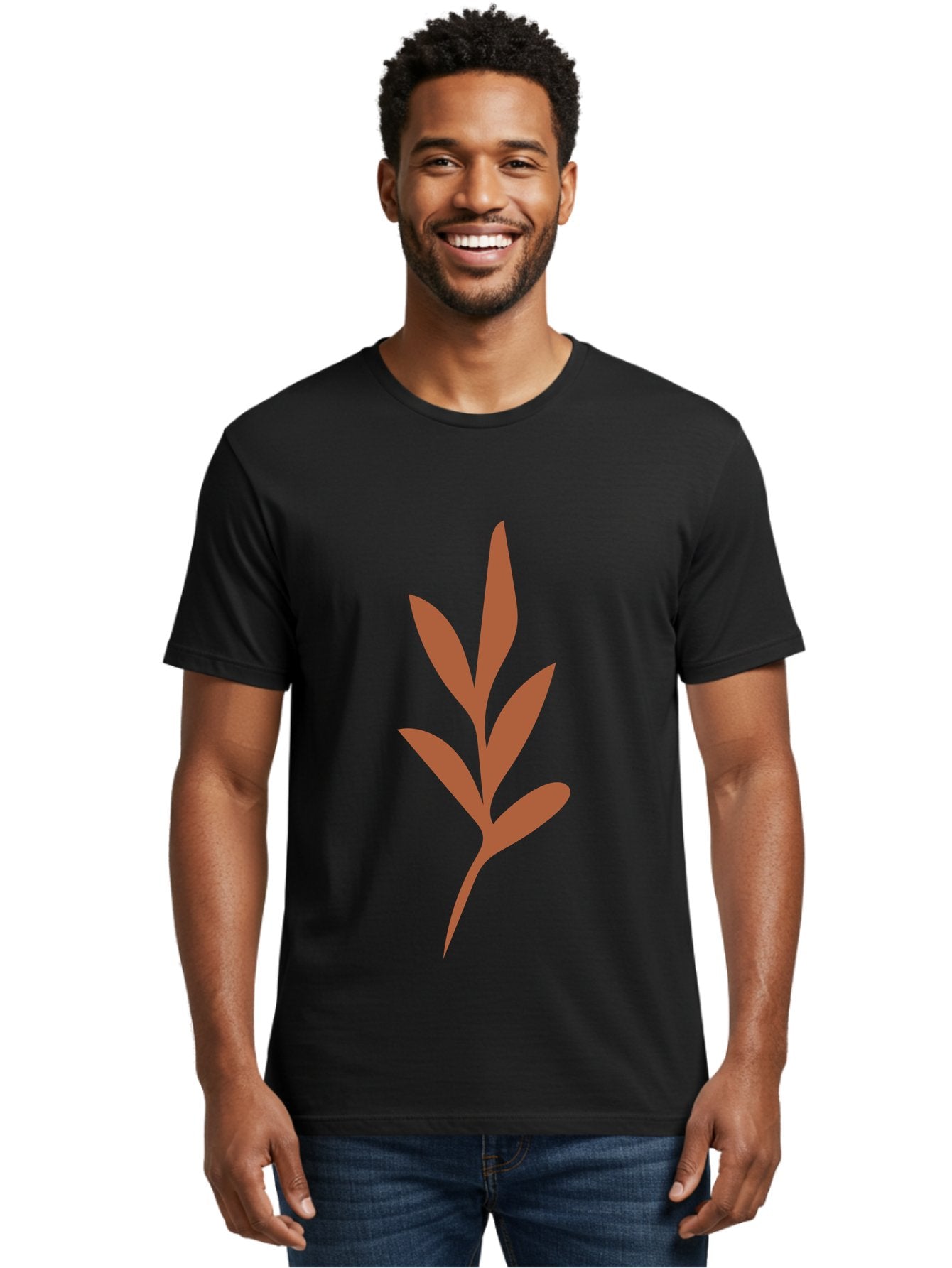 Olive-Branch Men'S Graphic Tee, 100% Cotton, Comfortable Casual Summer Wear, Machine Washable, Red Leaves, Leafy Branch, Minimalist Design, Simple Graphics, Red Foliage, Leaf Silhouette, Natural Elements, Graphic Art Aae035 21