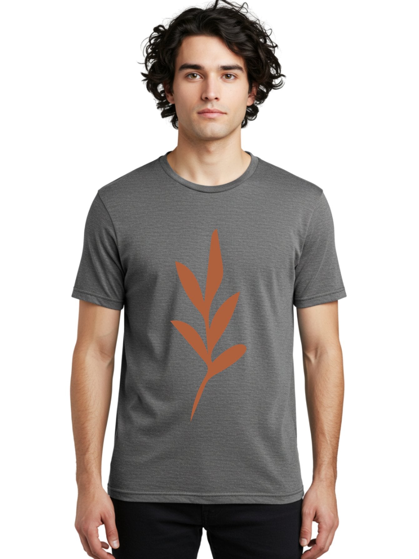 Olive-Branch Men'S Graphic Tee, 100% Cotton, Comfortable Casual Summer Wear, Machine Washable, Red Leaves, Leafy Branch, Minimalist Design, Simple Graphics, Red Foliage, Leaf Silhouette, Natural Elements, Graphic Art Aae035 28