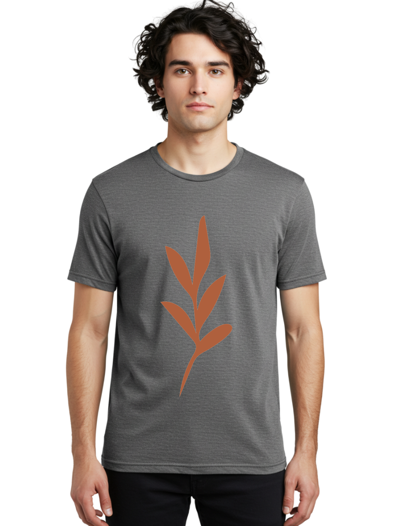 Olive-Branch Men'S Graphic Tee, 100% Cotton, Comfortable Casual Summer Wear, Machine Washable, Red Leaves, Leafy Branch, Minimalist Design, Simple Graphics, Red Foliage, Leaf Silhouette, Natural Elements, Graphic Art Aae035 6