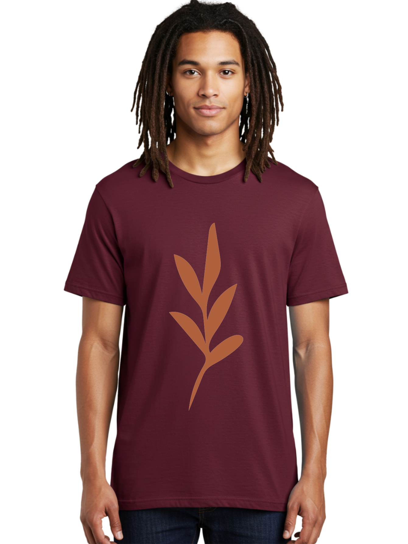 Olive-Branch Men'S Graphic Tee, 100% Cotton, Comfortable Casual Summer Wear, Machine Washable, Red Leaves, Leafy Branch, Minimalist Design, Simple Graphics, Red Foliage, Leaf Silhouette, Natural Elements, Graphic Art Aae035 8