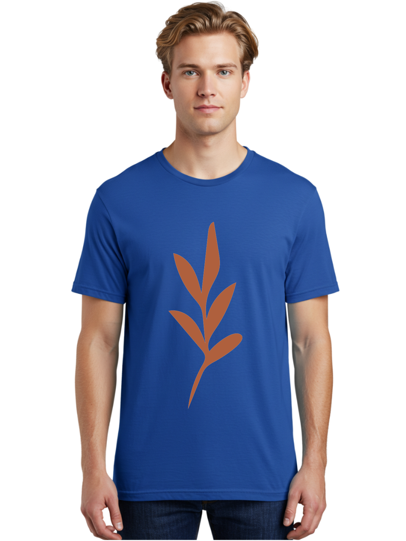 Olive-Branch Men'S Graphic Tee, 100% Cotton, Comfortable Casual Summer Wear, Machine Washable, Red Leaves, Leafy Branch, Minimalist Design, Simple Graphics, Red Foliage, Leaf Silhouette, Natural Elements, Graphic Art Aae035 22