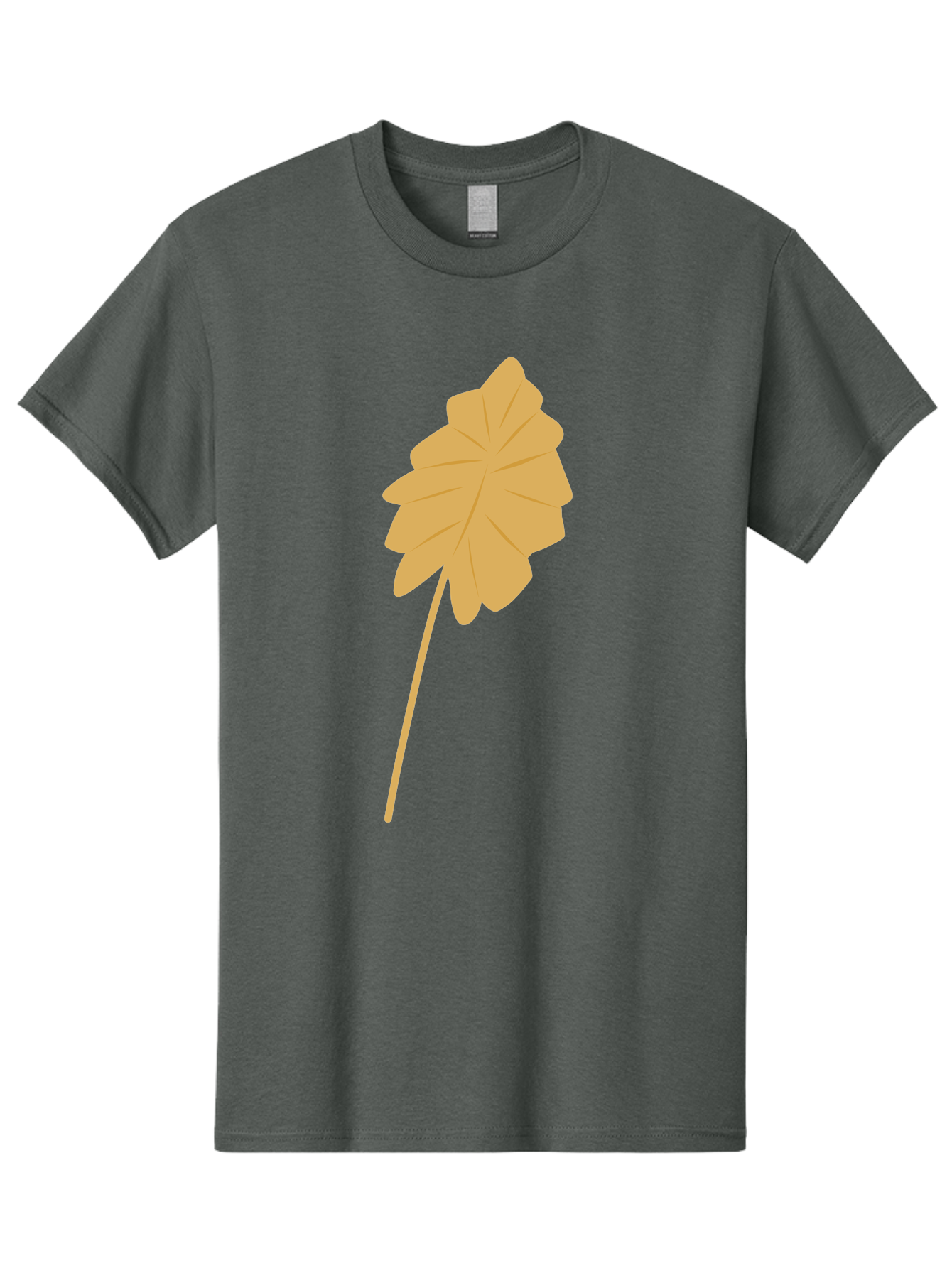 Orange-Leaf Men'S Graphic Tee, 100% Cotton, Comfortable Casual Summer Wear, Machine Washable, Golden Leaf, Simple Design, Autumn Symbol, Nature Icon, Vibrant Yellow, Leaf Illustration, Digital Art Aae036