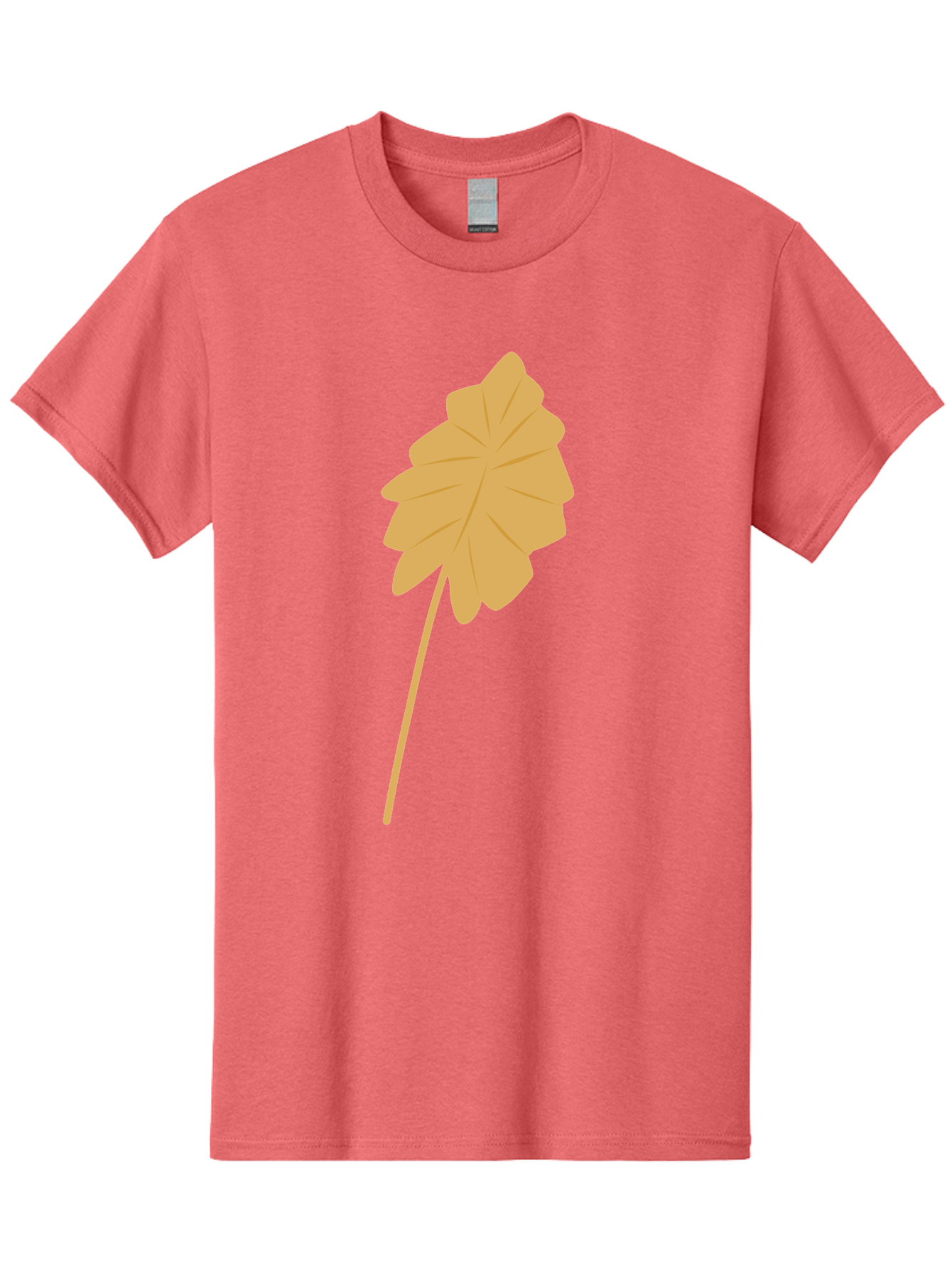 Orange-Leaf Men'S Graphic Tee, 100% Cotton, Comfortable Casual Summer Wear, Machine Washable, Golden Leaf, Simple Design, Autumn Symbol, Nature Icon, Vibrant Yellow, Leaf Illustration, Digital Art Aae036 25