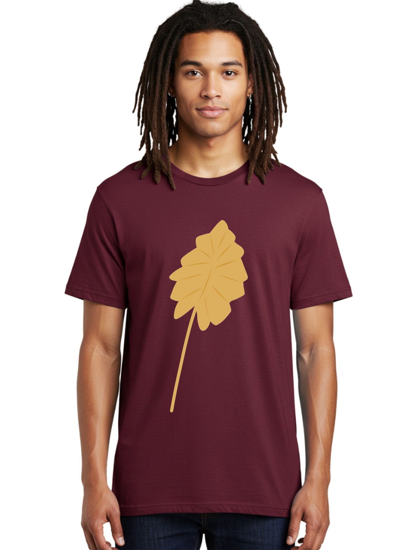 Orange-Leaf Men'S Graphic Tee, 100% Cotton, Comfortable Casual Summer Wear, Machine Washable, Golden Leaf, Simple Design, Autumn Symbol, Nature Icon, Vibrant Yellow, Leaf Illustration, Digital Art Aae036 10