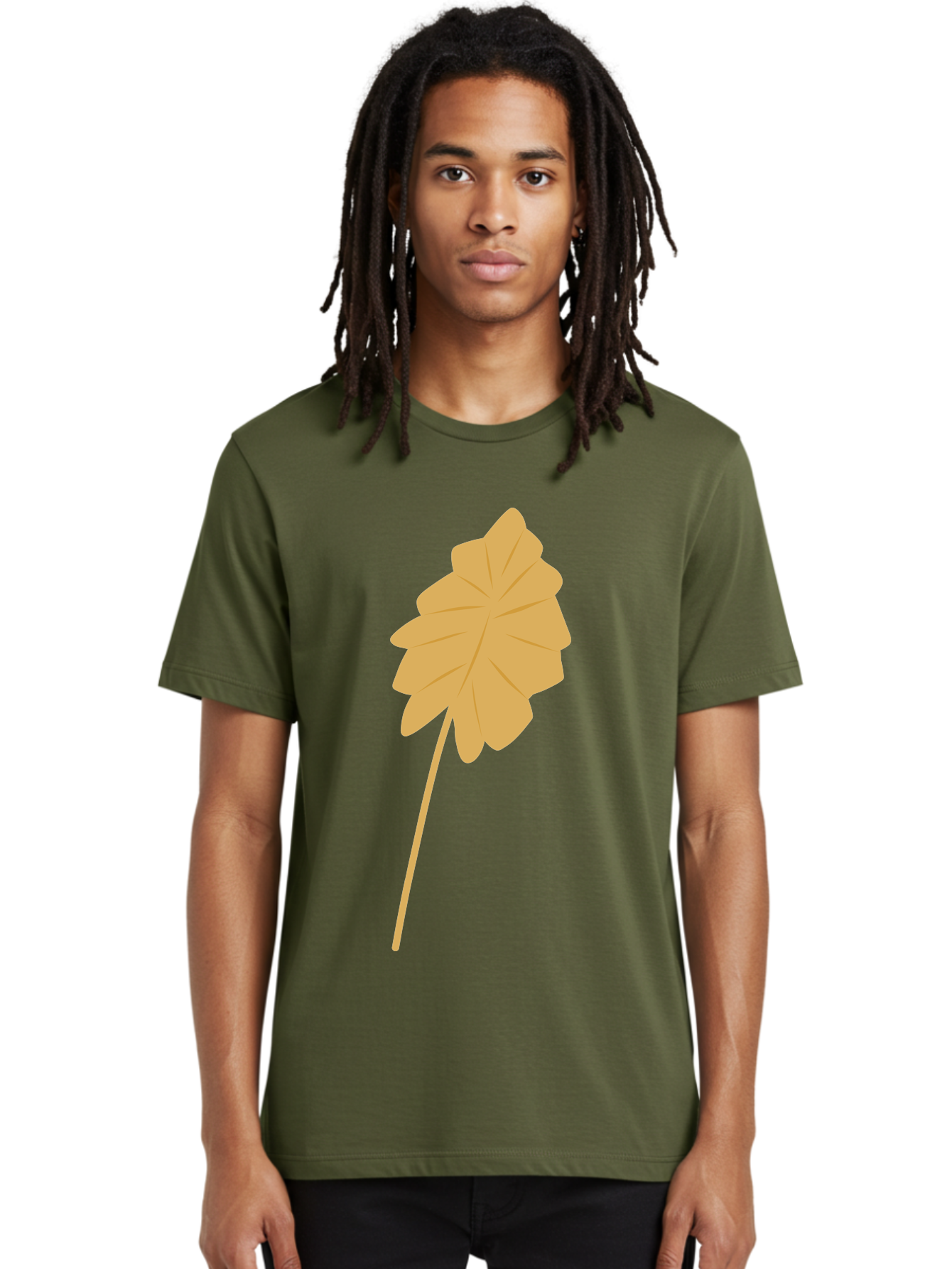 Orange-Leaf Men'S Graphic Tee, 100% Cotton, Comfortable Casual Summer Wear, Machine Washable, Golden Leaf, Simple Design, Autumn Symbol, Nature Icon, Vibrant Yellow, Leaf Illustration, Digital Art Aae036 8