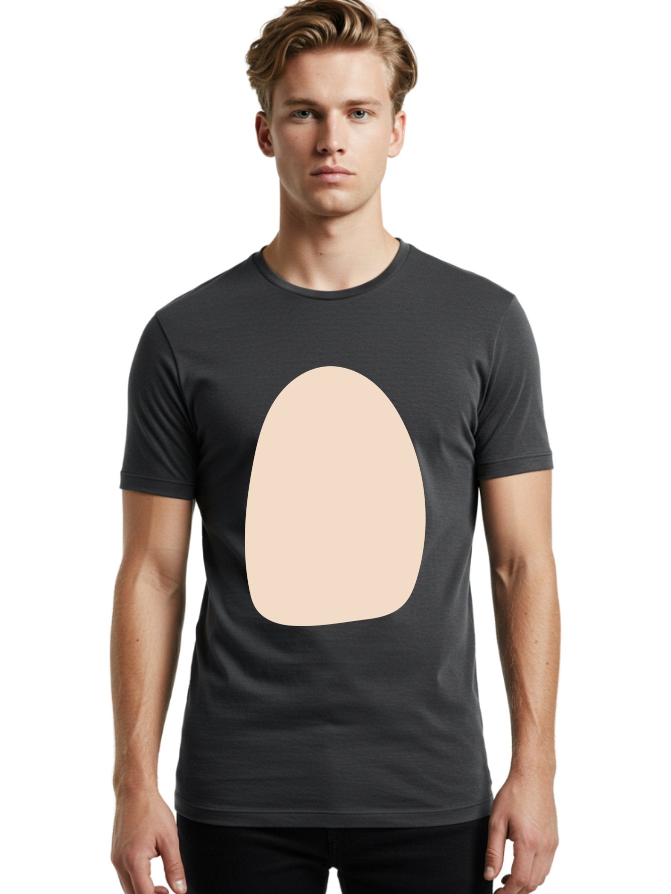 Oval-Shape-1 Men'S Graphic Tee, 100% Cotton, Comfortable Casual Summer Wear, Machine Washable, Oval Shape, Soft Peach Color, Minimalist Design, Simple Graphic, Abstract Shape, Modern Art Aae037 25