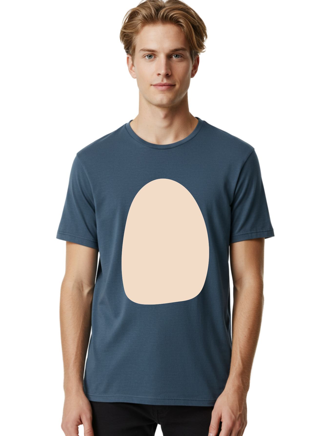 Oval-Shape-1 Men'S Graphic Tee, 100% Cotton, Comfortable Casual Summer Wear, Machine Washable, Oval Shape, Soft Peach Color, Minimalist Design, Simple Graphic, Abstract Shape, Modern Art Aae037 28