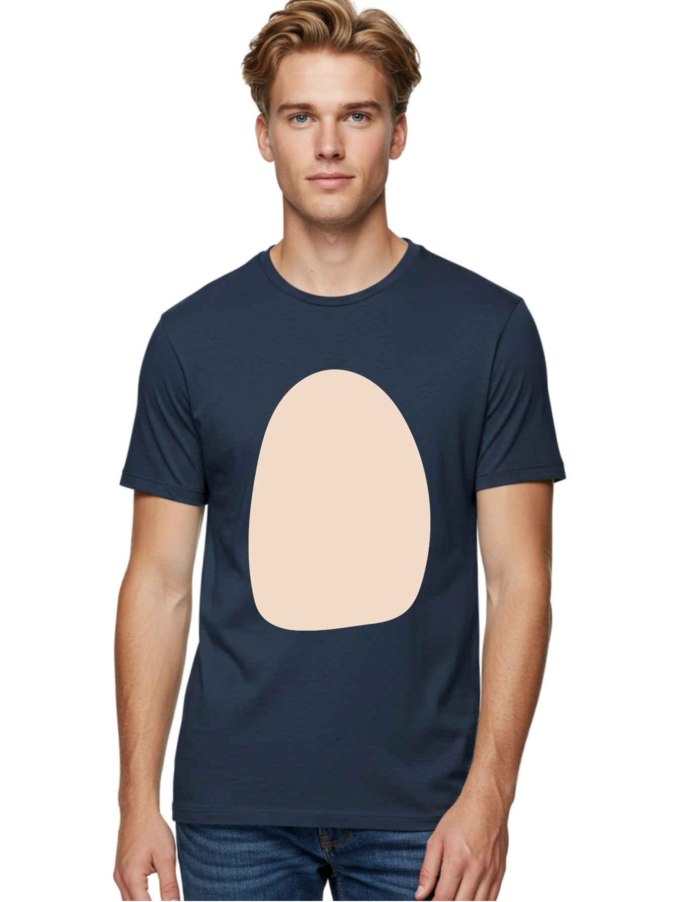 Oval-Shape-1 Men'S Graphic Tee, 100% Cotton, Comfortable Casual Summer Wear, Machine Washable, Oval Shape, Soft Peach Color, Minimalist Design, Simple Graphic, Abstract Shape, Modern Art Aae037 4