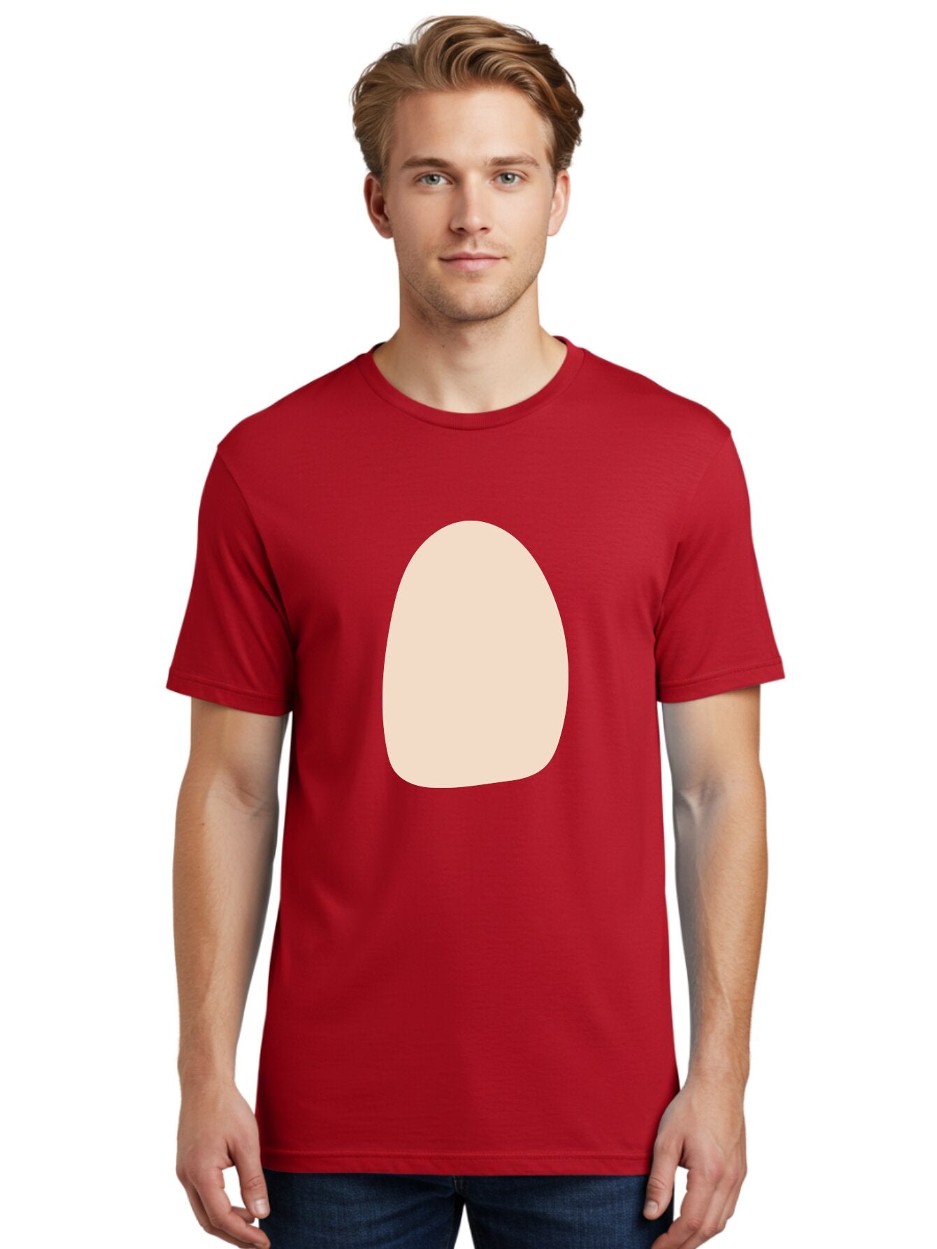 Oval-Shape-1 Men'S Graphic Tee, 100% Cotton, Comfortable Casual Summer Wear, Machine Washable, Oval Shape, Soft Peach Color, Minimalist Design, Simple Graphic, Abstract Shape, Modern Art Aae037 26