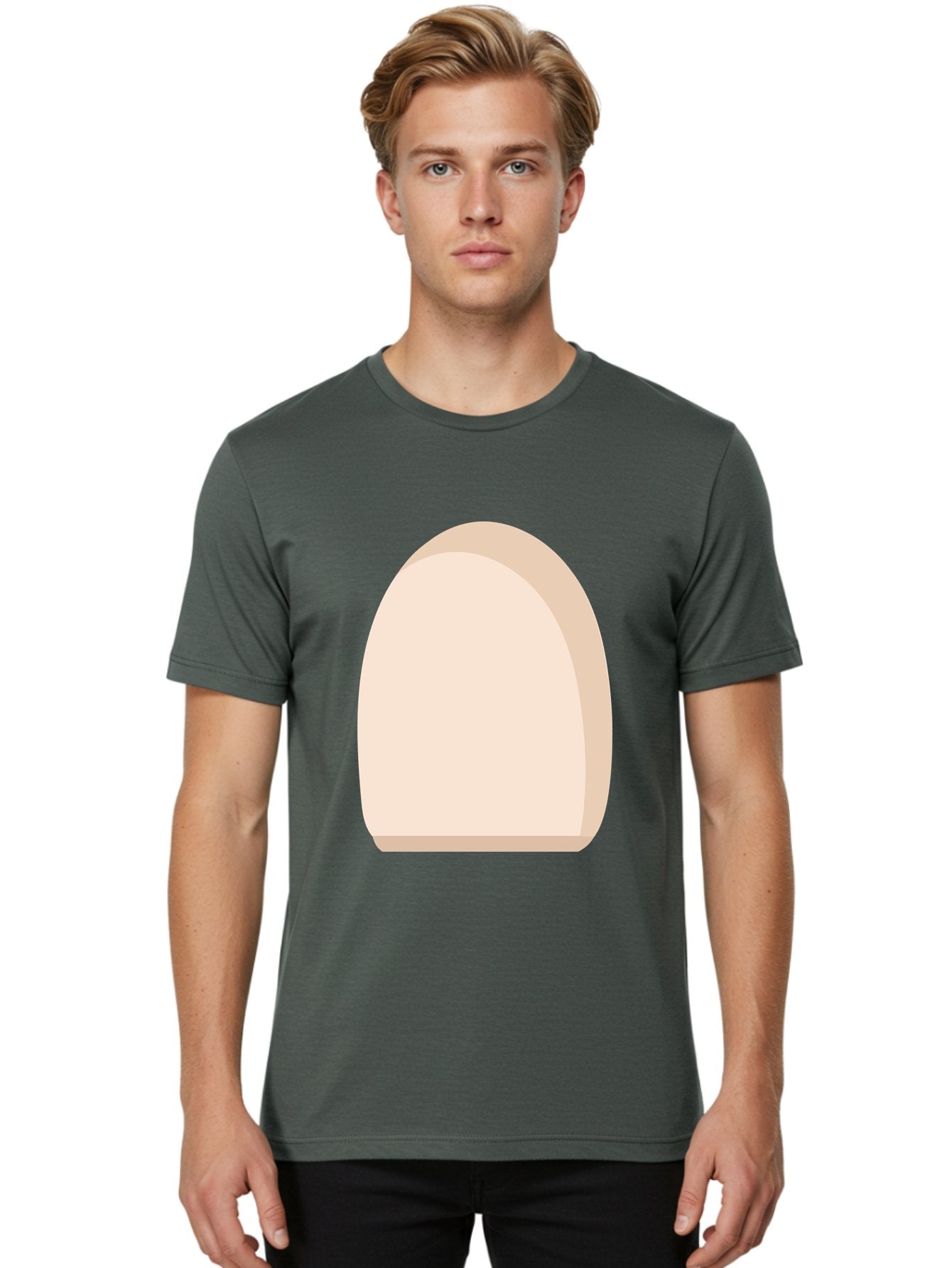 Oval-Shape-2 Men'S Graphic Tee, 100% Cotton, Comfortable Casual Summer Wear, Machine Washable, Oval Shape, Egg Shape, Simple Design, Minimalist Art, Beige Color, Soft Graphics, Abstract Form, Digital Illustration Aae038 29