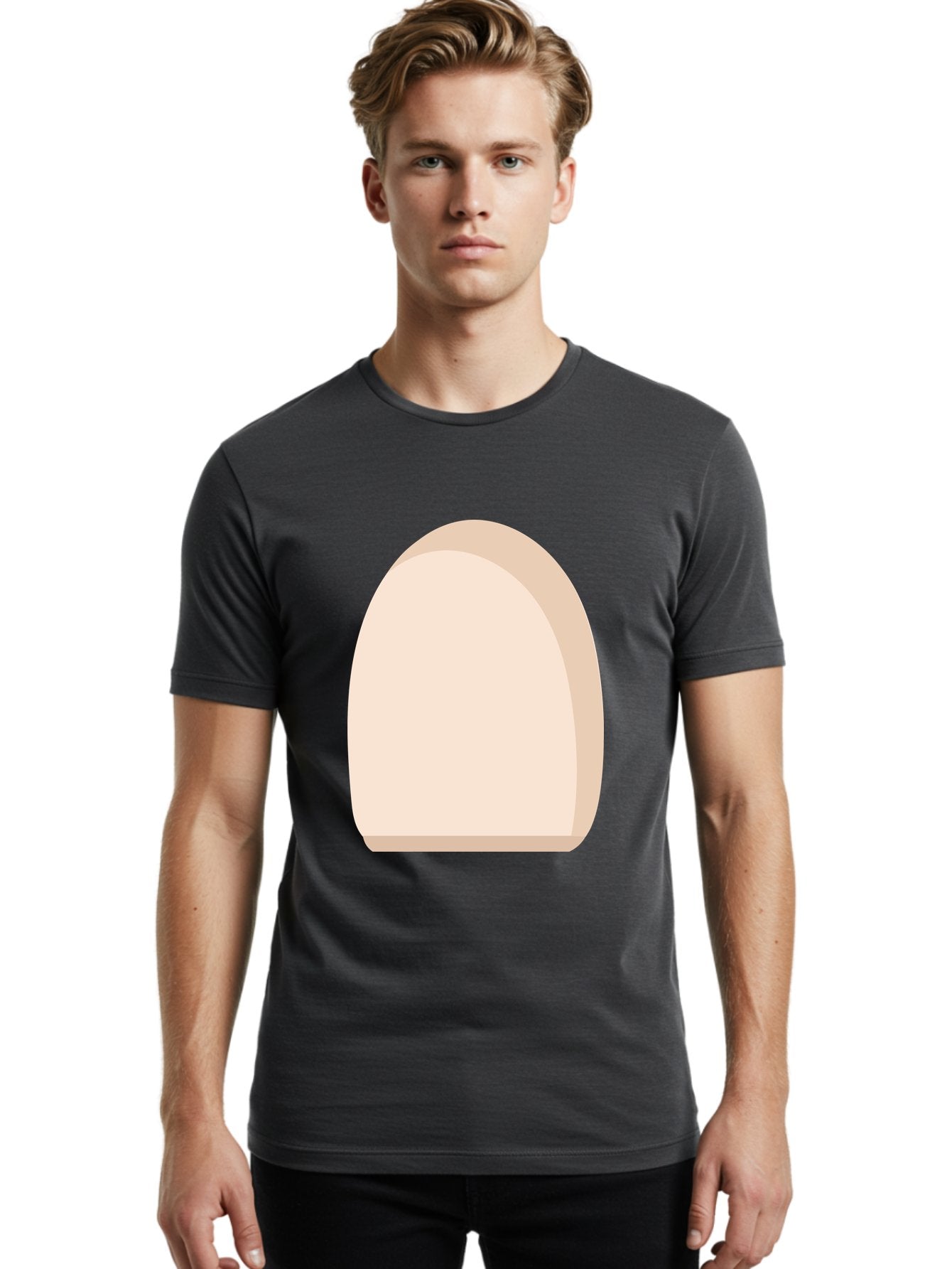 Oval-Shape-2 Men'S Graphic Tee, 100% Cotton, Comfortable Casual Summer Wear, Machine Washable, Oval Shape, Egg Shape, Simple Design, Minimalist Art, Beige Color, Soft Graphics, Abstract Form, Digital Illustration Aae038 22