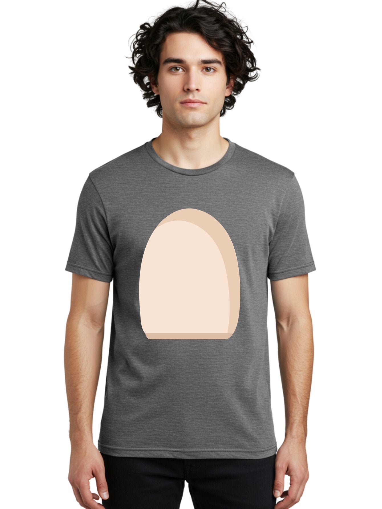 Oval-Shape-2 Men'S Graphic Tee, 100% Cotton, Comfortable Casual Summer Wear, Machine Washable, Oval Shape, Egg Shape, Simple Design, Minimalist Art, Beige Color, Soft Graphics, Abstract Form, Digital Illustration Aae038 28