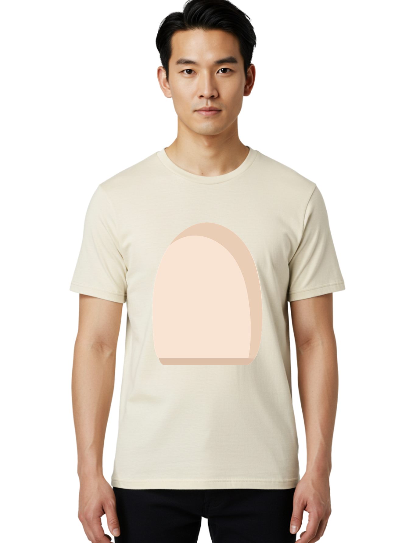 Oval-Shape-2 Men'S Graphic Tee, 100% Cotton, Comfortable Casual Summer Wear, Machine Washable, Oval Shape, Egg Shape, Simple Design, Minimalist Art, Beige Color, Soft Graphics, Abstract Form, Digital Illustration Aae038 8