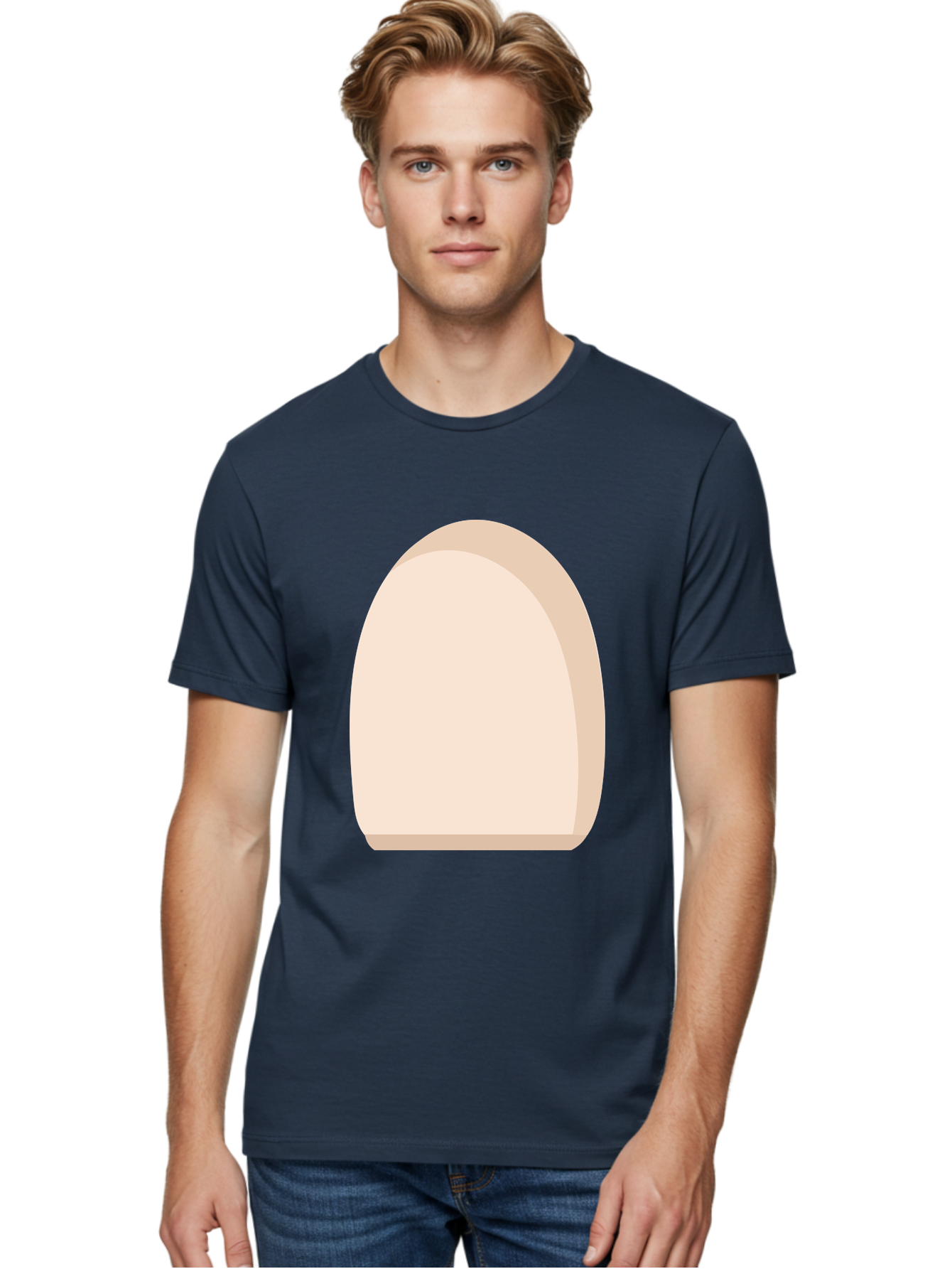 Oval-Shape-2 Men'S Graphic Tee, 100% Cotton, Comfortable Casual Summer Wear, Machine Washable, Oval Shape, Egg Shape, Simple Design, Minimalist Art, Beige Color, Soft Graphics, Abstract Form, Digital Illustration Aae038