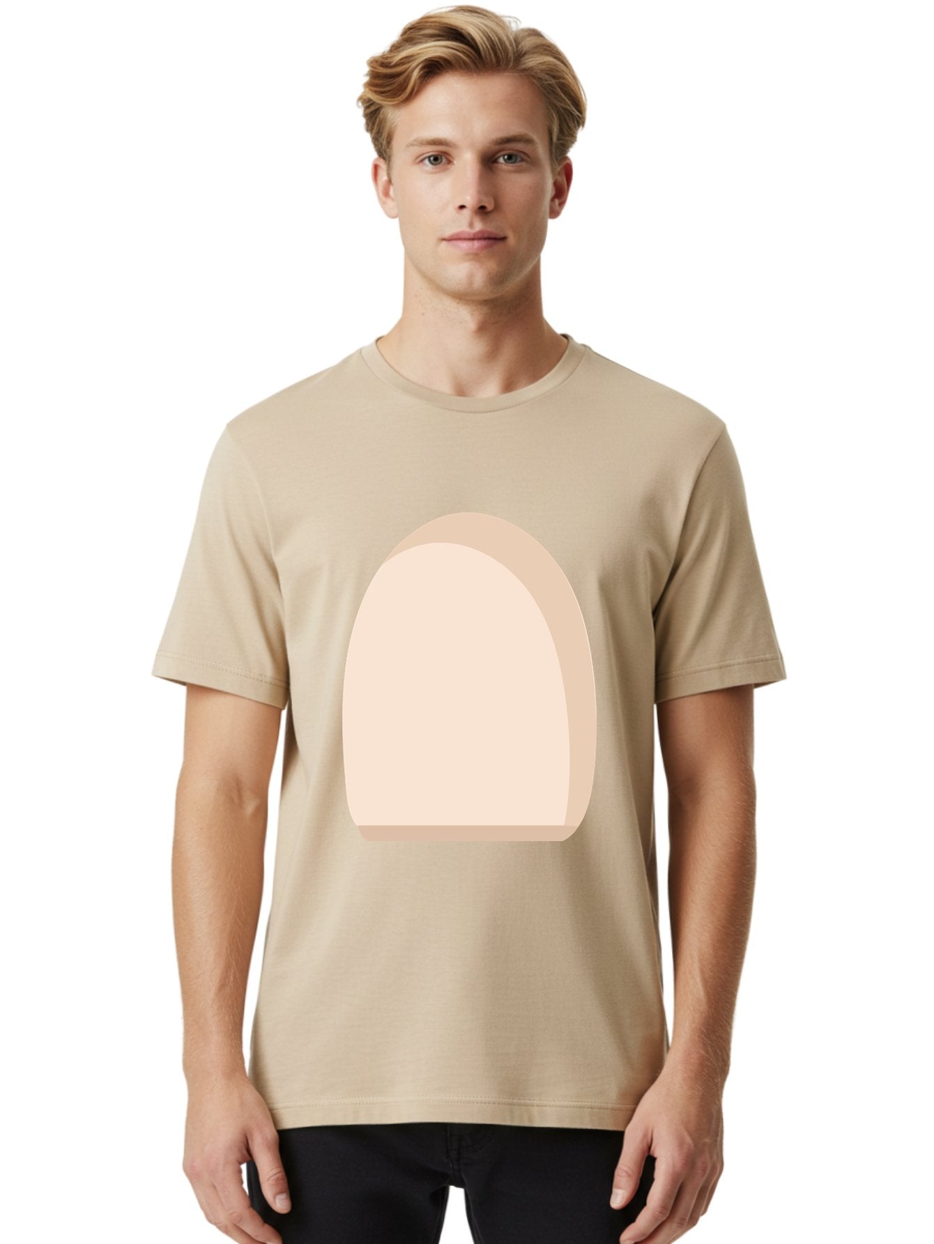 Oval-Shape-2 Men'S Graphic Tee, 100% Cotton, Comfortable Casual Summer Wear, Machine Washable, Oval Shape, Egg Shape, Simple Design, Minimalist Art, Beige Color, Soft Graphics, Abstract Form, Digital Illustration Aae038 17