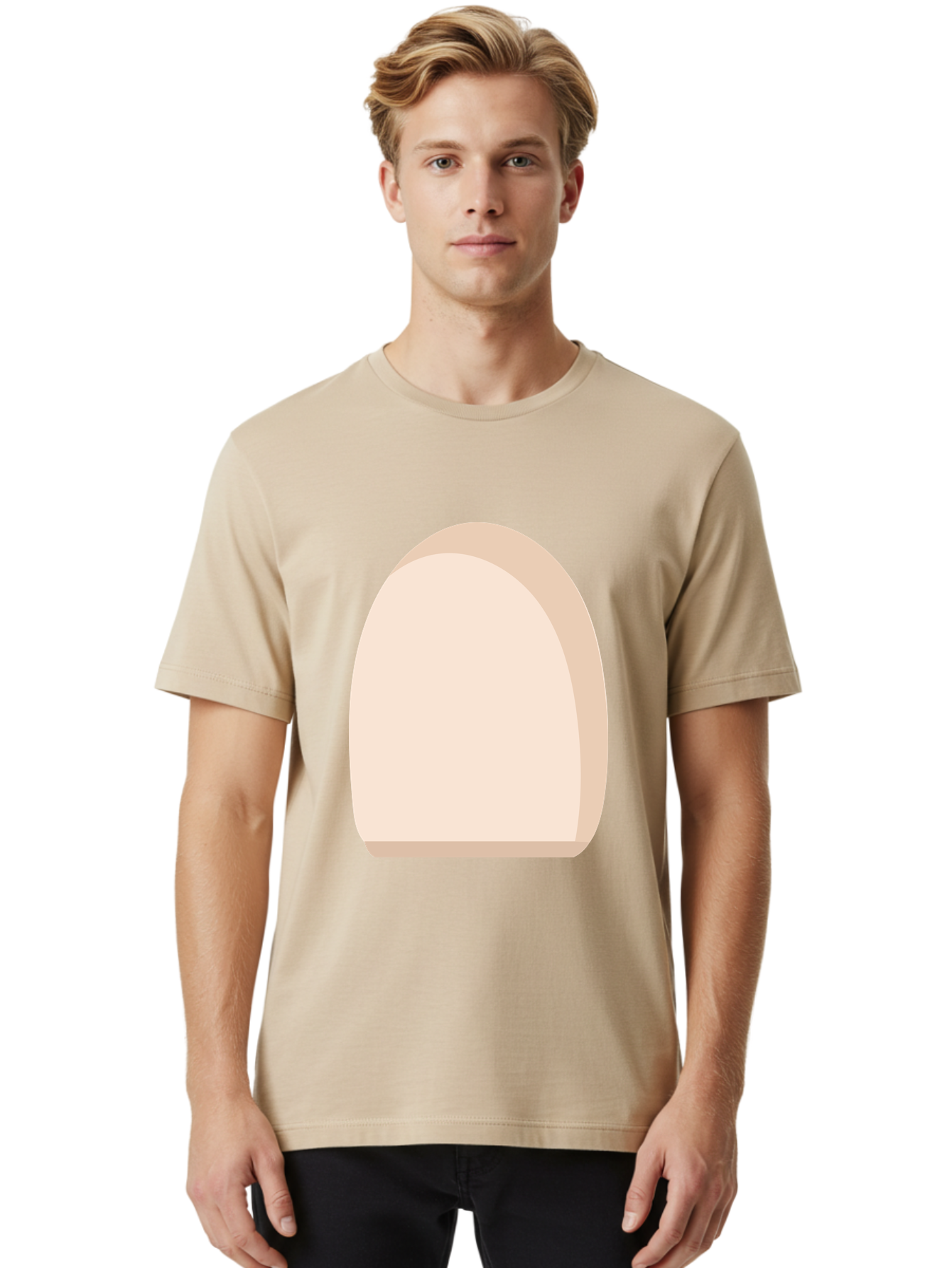 Oval-Shape-2 Men'S Graphic Tee, 100% Cotton, Comfortable Casual Summer Wear, Machine Washable, Oval Shape, Egg Shape, Simple Design, Minimalist Art, Beige Color, Soft Graphics, Abstract Form, Digital Illustration Aae038 28