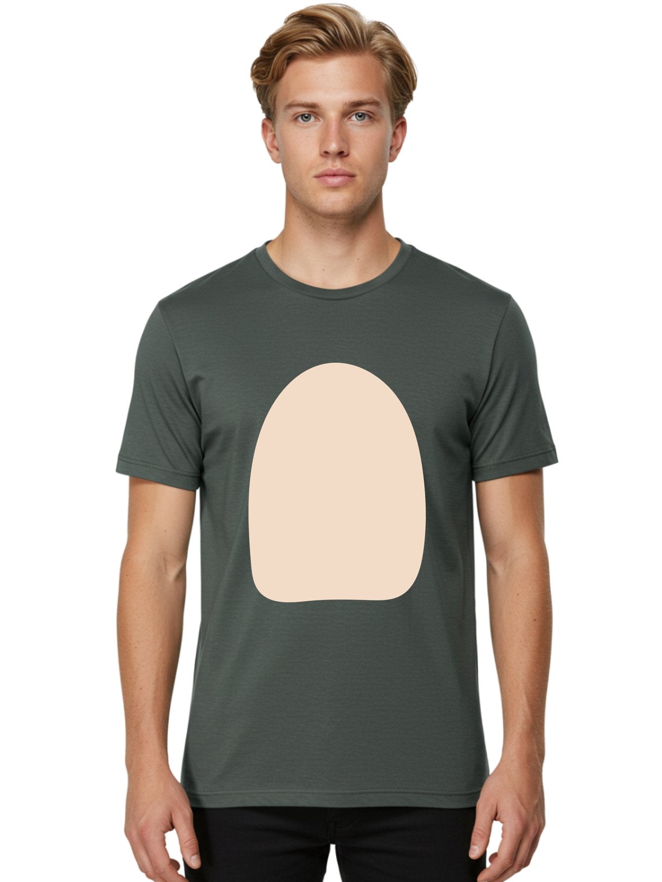 Oval-Shape Men'S Graphic Tee, 100% Cotton, Comfortable Casual Summer Wear, Machine Washable, Beige Shape, Rounded Edges, Minimalist Design, Simple Graphic, Abstract Shape, Soft Color, Clean Lines, Modern Aesthetic Aae039 25