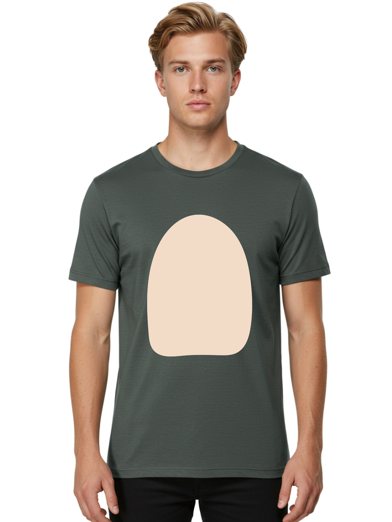 Oval-Shape Men'S Graphic Tee, 100% Cotton, Comfortable Casual Summer Wear, Machine Washable, Beige Shape, Rounded Edges, Minimalist Design, Simple Graphic, Abstract Shape, Soft Color, Clean Lines, Modern Aesthetic Aae039 12