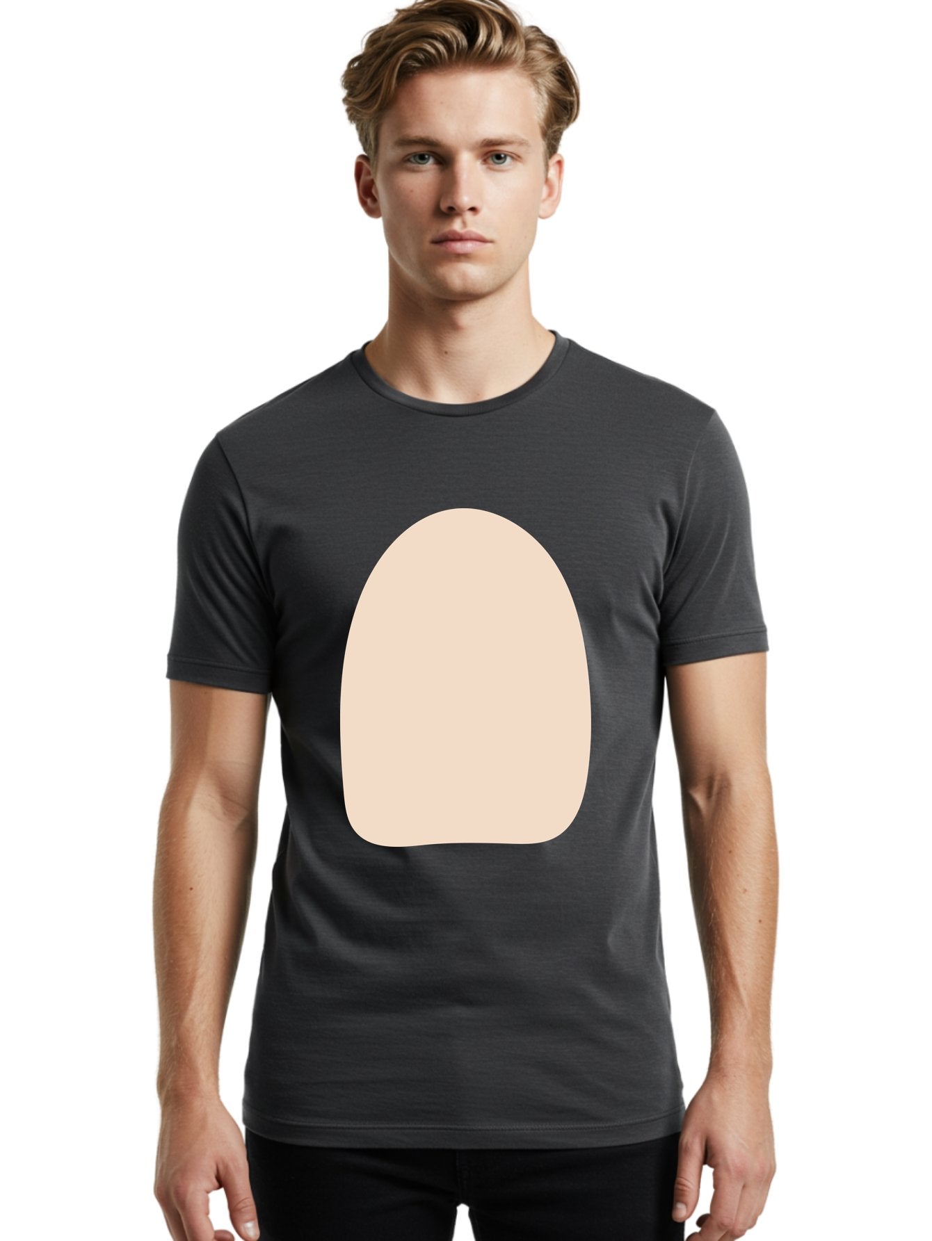 Oval-Shape Men'S Graphic Tee, 100% Cotton, Comfortable Casual Summer Wear, Machine Washable, Beige Shape, Rounded Edges, Minimalist Design, Simple Graphic, Abstract Shape, Soft Color, Clean Lines, Modern Aesthetic Aae039 17