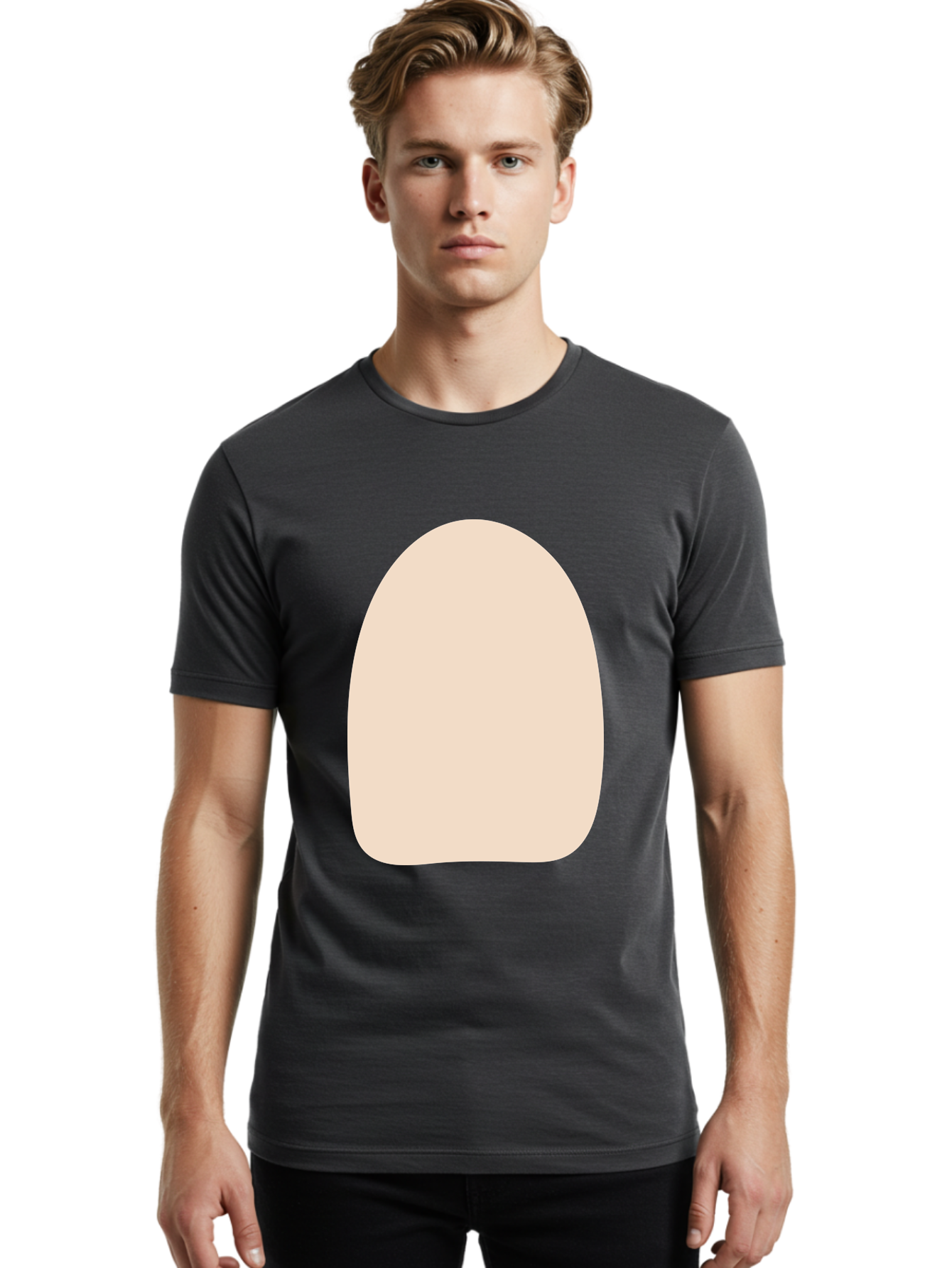 Oval-Shape Men'S Graphic Tee, 100% Cotton, Comfortable Casual Summer Wear, Machine Washable, Beige Shape, Rounded Edges, Minimalist Design, Simple Graphic, Abstract Shape, Soft Color, Clean Lines, Modern Aesthetic Aae039 28