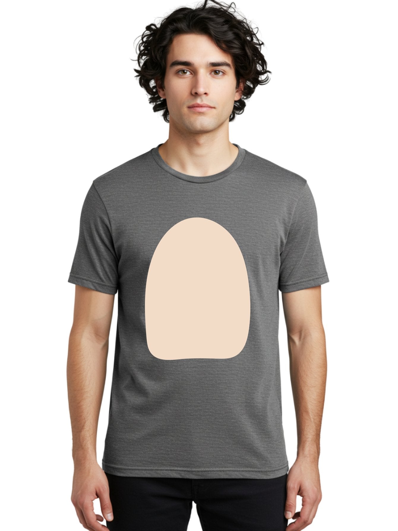 Oval-Shape Men'S Graphic Tee, 100% Cotton, Comfortable Casual Summer Wear, Machine Washable, Beige Shape, Rounded Edges, Minimalist Design, Simple Graphic, Abstract Shape, Soft Color, Clean Lines, Modern Aesthetic Aae039 19