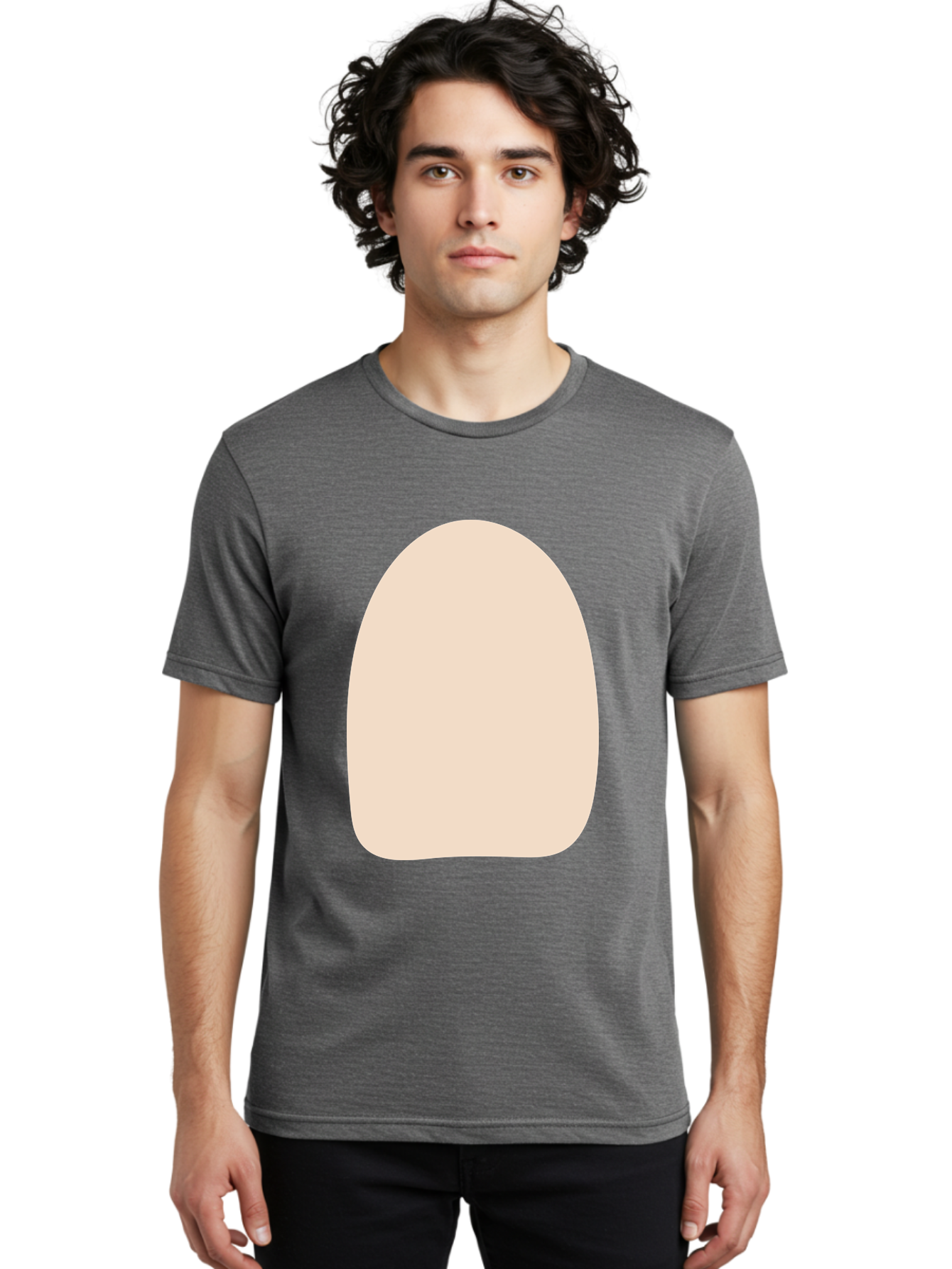 Oval-Shape Men'S Graphic Tee, 100% Cotton, Comfortable Casual Summer Wear, Machine Washable, Beige Shape, Rounded Edges, Minimalist Design, Simple Graphic, Abstract Shape, Soft Color, Clean Lines, Modern Aesthetic Aae039 22