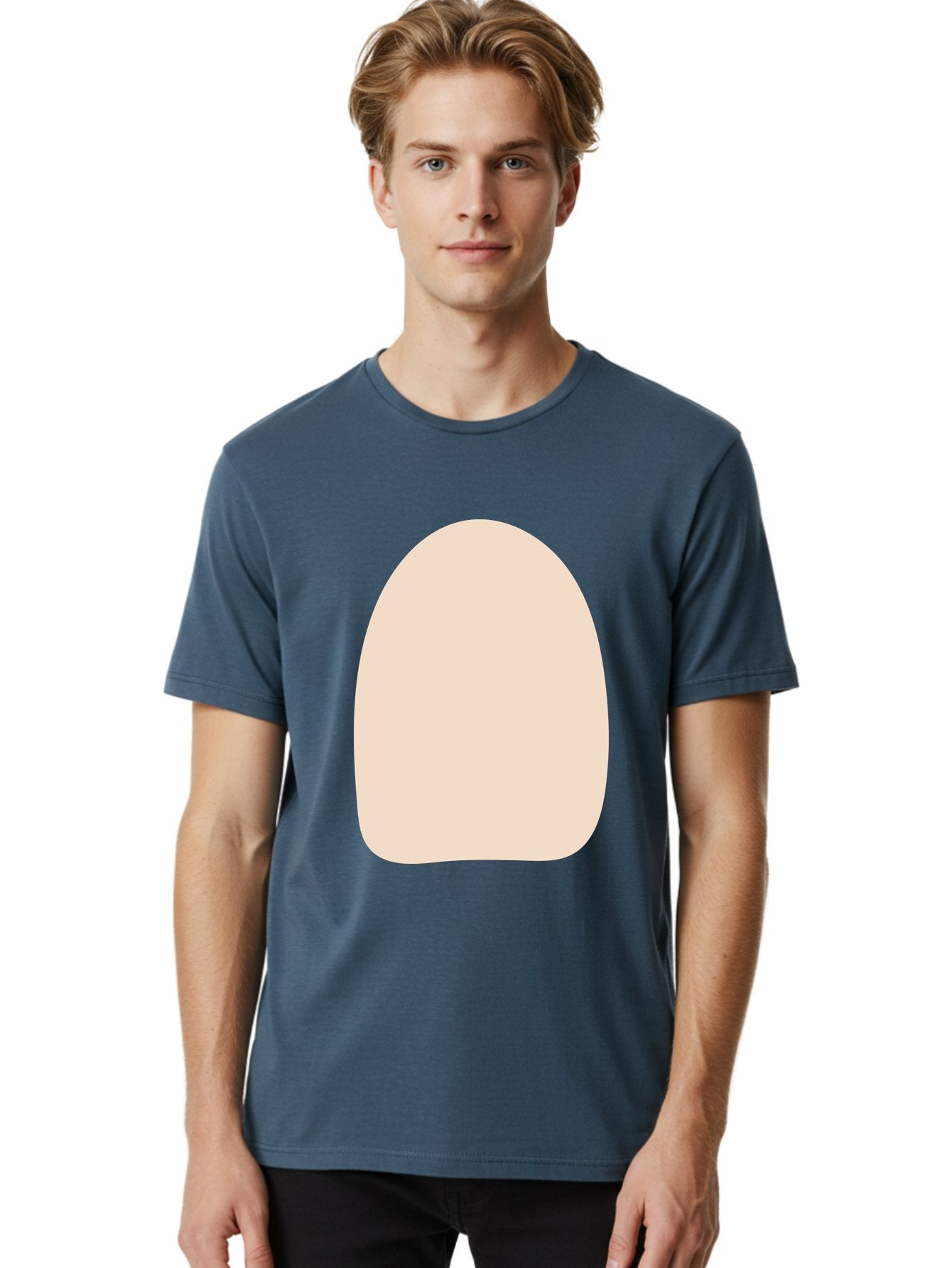 Oval-Shape Men'S Graphic Tee, 100% Cotton, Comfortable Casual Summer Wear, Machine Washable, Beige Shape, Rounded Edges, Minimalist Design, Simple Graphic, Abstract Shape, Soft Color, Clean Lines, Modern Aesthetic Aae039 30