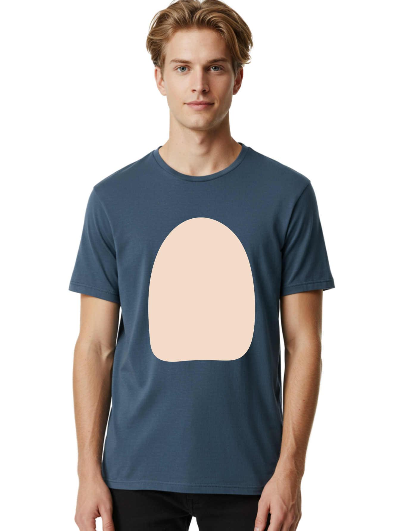 Oval-Shape Men'S Graphic Tee, 100% Cotton, Comfortable Casual Summer Wear, Machine Washable, Beige Shape, Rounded Edges, Minimalist Design, Simple Graphic, Abstract Shape, Soft Color, Clean Lines, Modern Aesthetic Aae039