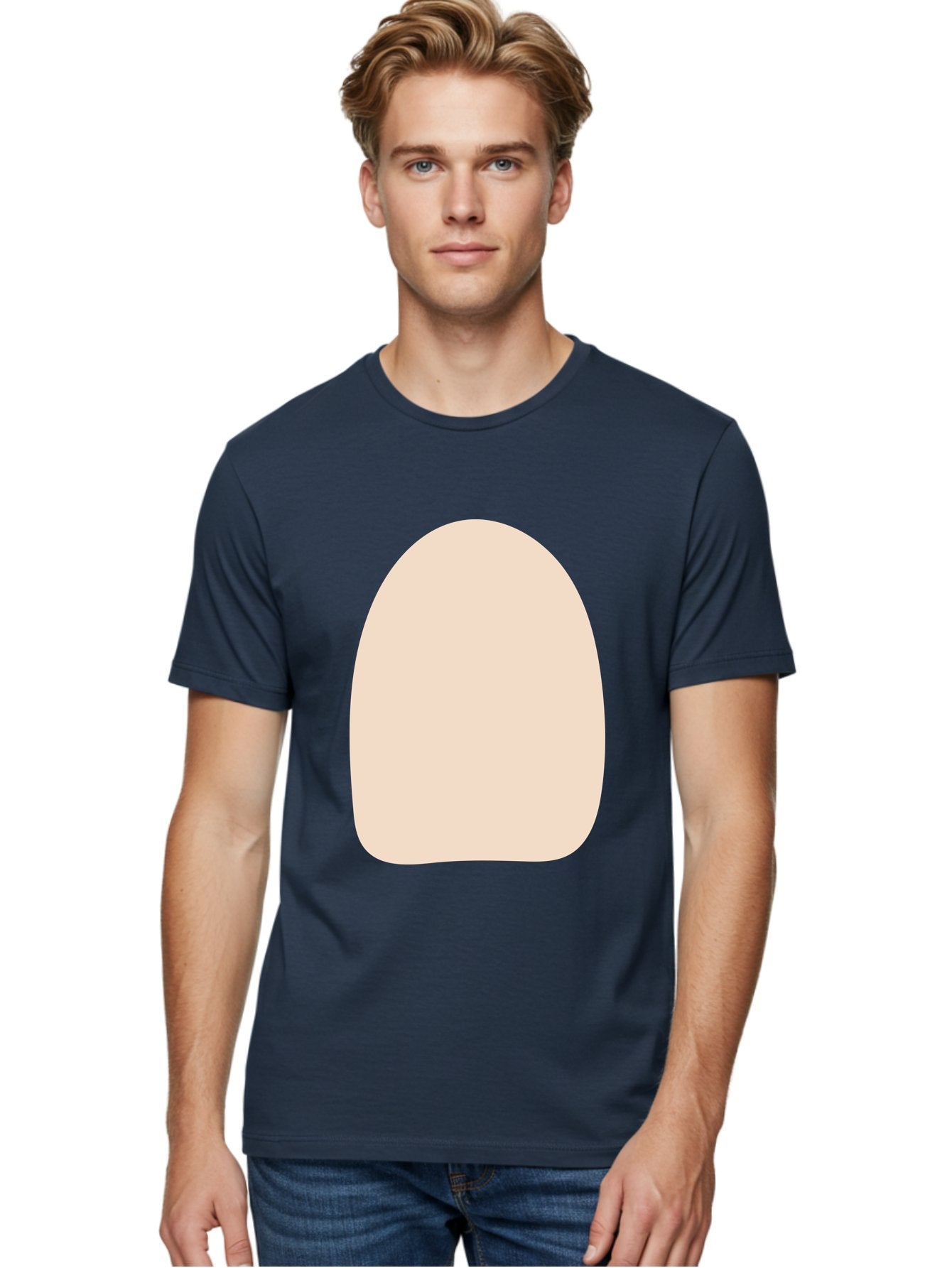 Oval-Shape Men'S Graphic Tee, 100% Cotton, Comfortable Casual Summer Wear, Machine Washable, Beige Shape, Rounded Edges, Minimalist Design, Simple Graphic, Abstract Shape, Soft Color, Clean Lines, Modern Aesthetic Aae039 16