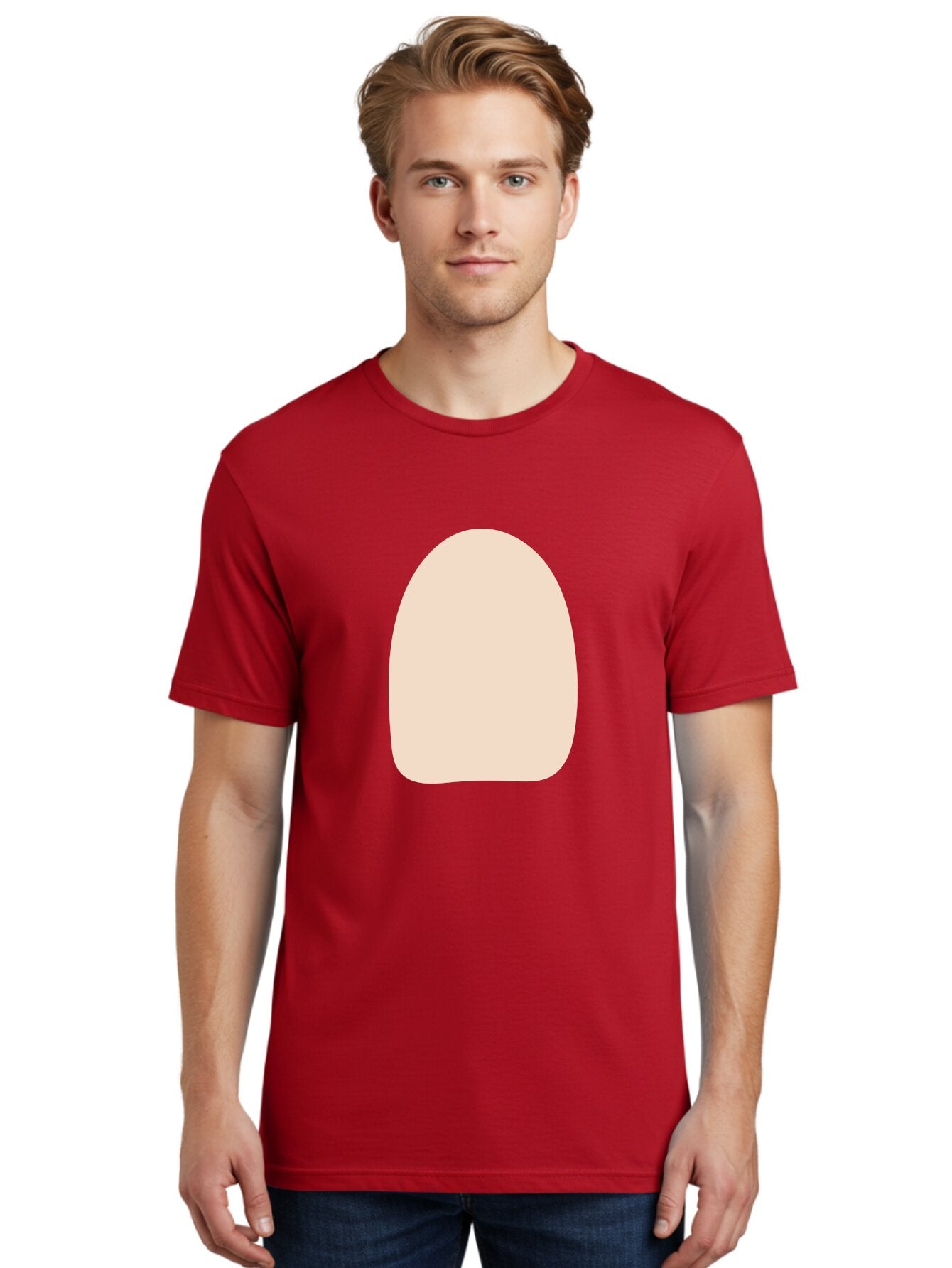 Oval-Shape Men'S Graphic Tee, 100% Cotton, Comfortable Casual Summer Wear, Machine Washable, Beige Shape, Rounded Edges, Minimalist Design, Simple Graphic, Abstract Shape, Soft Color, Clean Lines, Modern Aesthetic Aae039 28