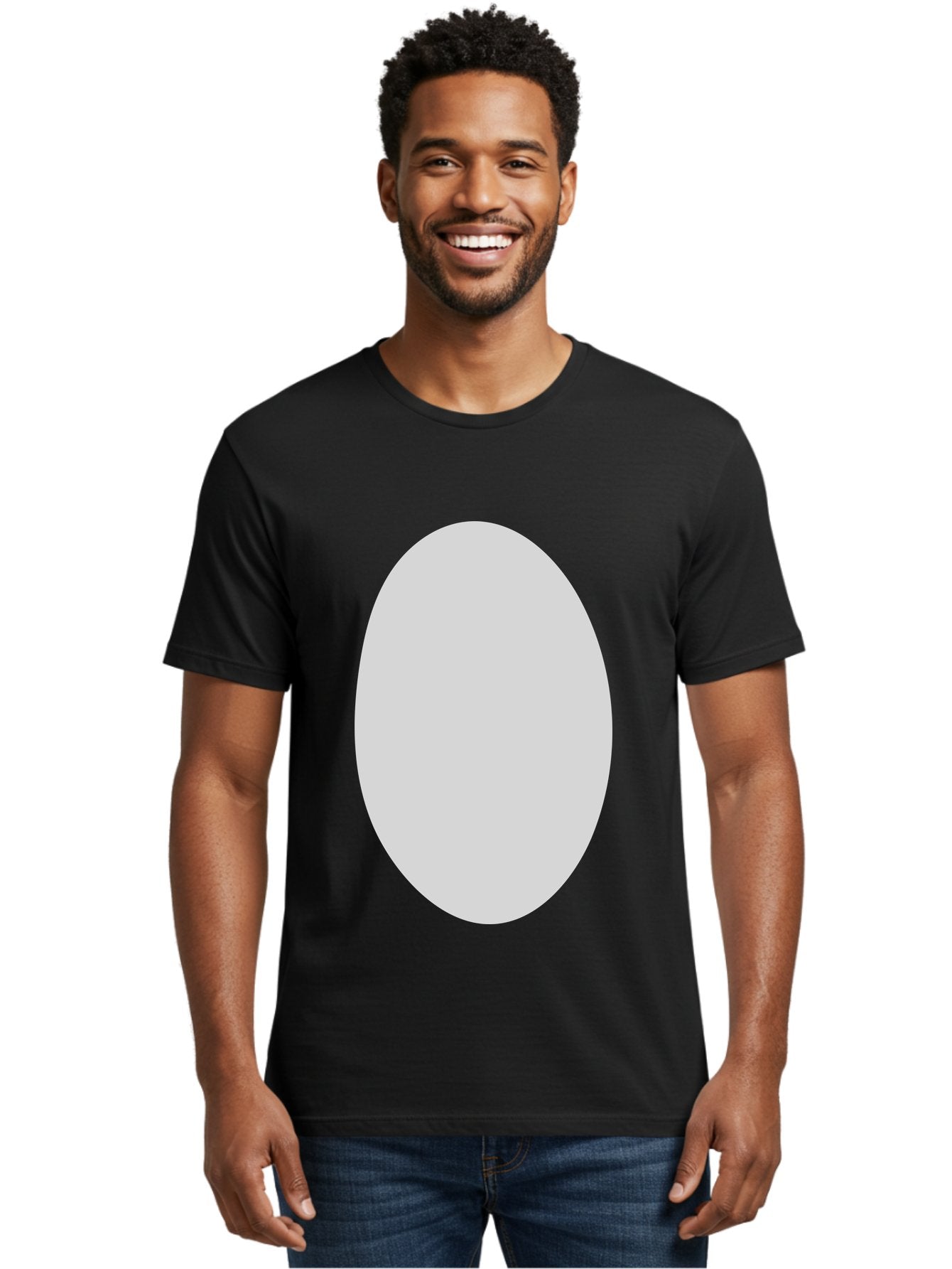 Oval Men'S Graphic Tee, 100% Cotton, Comfortable Casual Summer Wear, Machine Washable, White Oval Shape, Simple Design, Minimalist Art, Geometric Figure, Abstract Element, Clean Lines, Modern Aesthetic Aae040 27