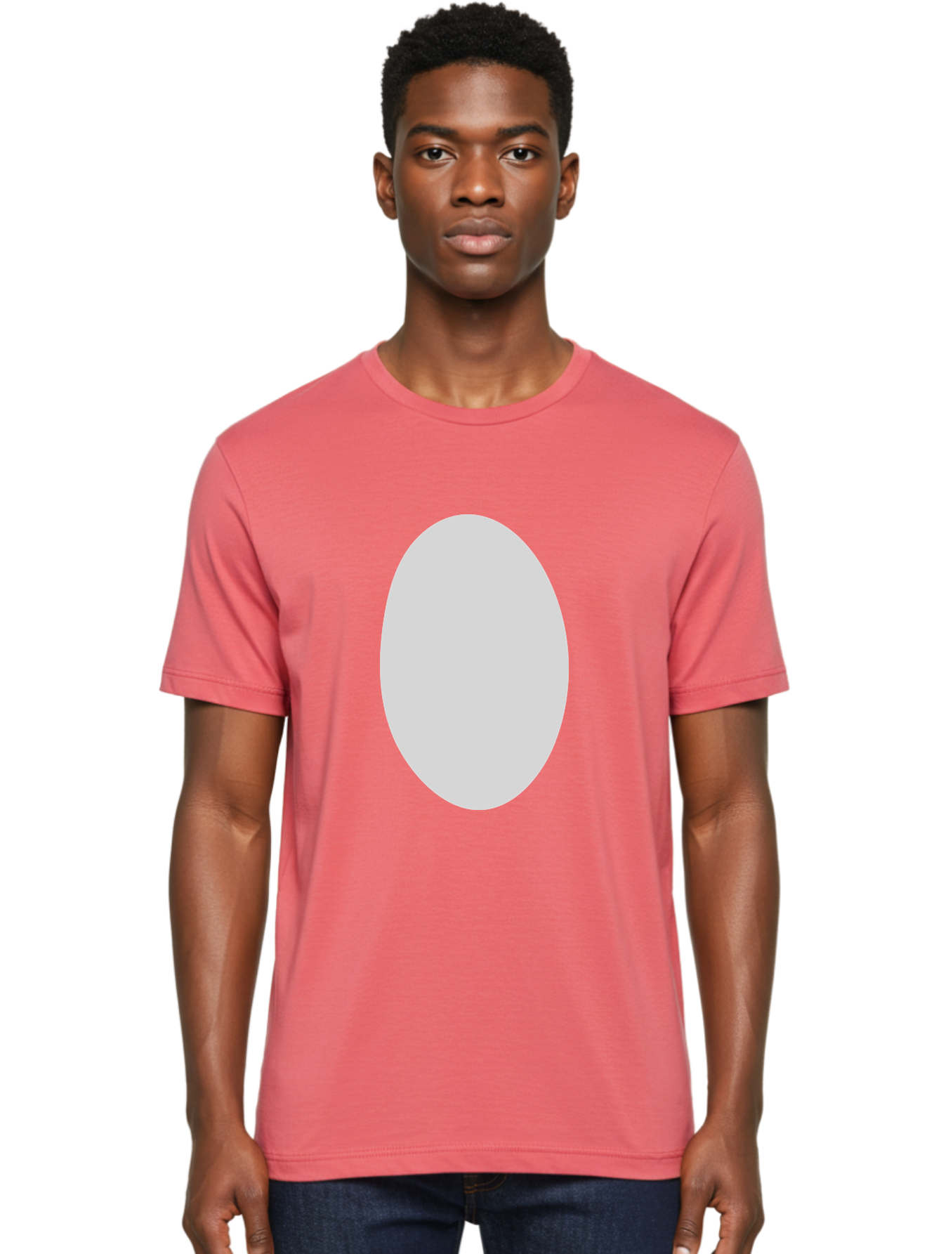 Oval Men'S Graphic Tee, 100% Cotton, Comfortable Casual Summer Wear, Machine Washable, White Oval Shape, Simple Design, Minimalist Art, Geometric Figure, Abstract Element, Clean Lines, Modern Aesthetic Aae040 30