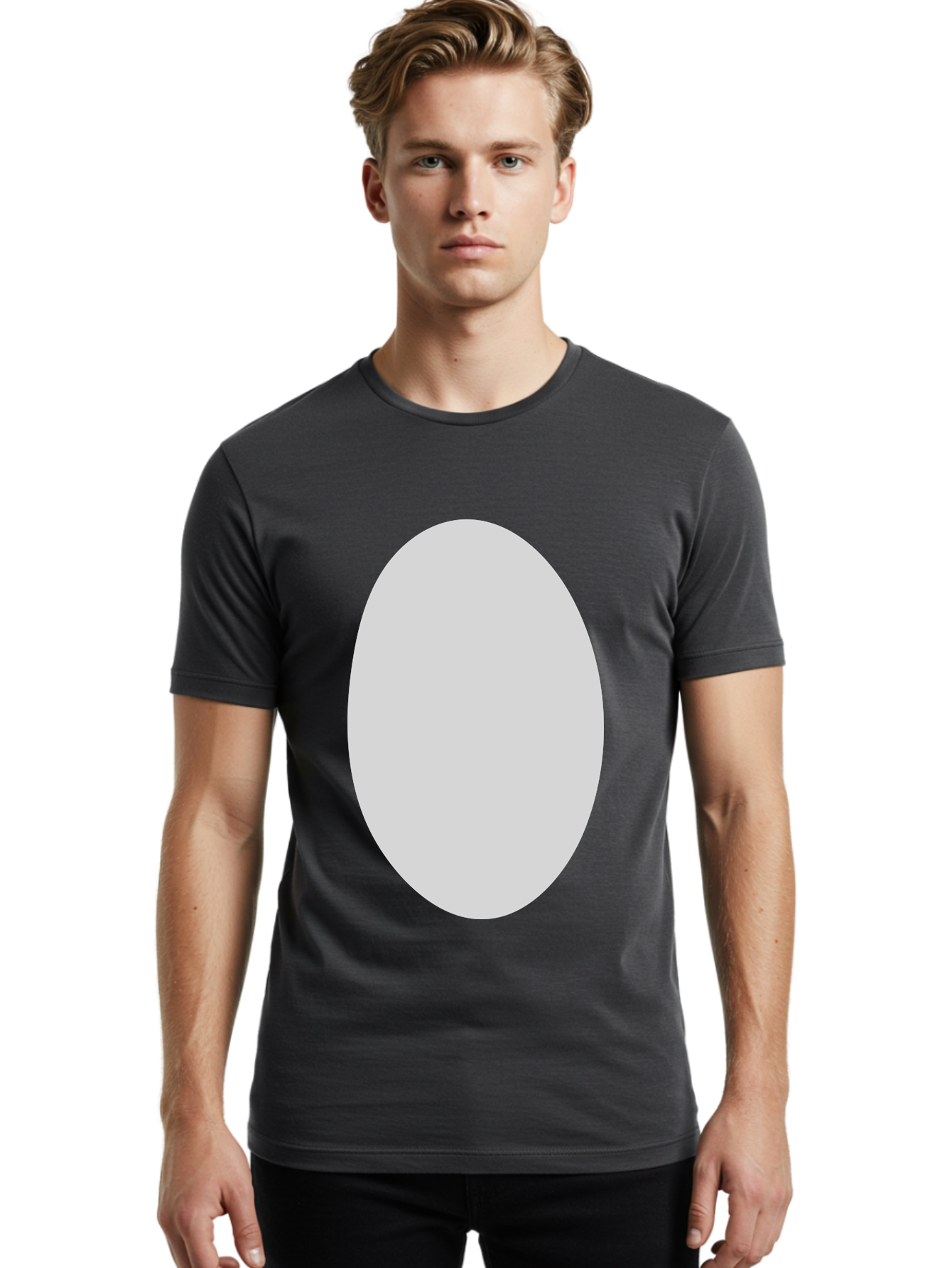 Oval Men'S Graphic Tee, 100% Cotton, Comfortable Casual Summer Wear, Machine Washable, White Oval Shape, Simple Design, Minimalist Art, Geometric Figure, Abstract Element, Clean Lines, Modern Aesthetic Aae040 6