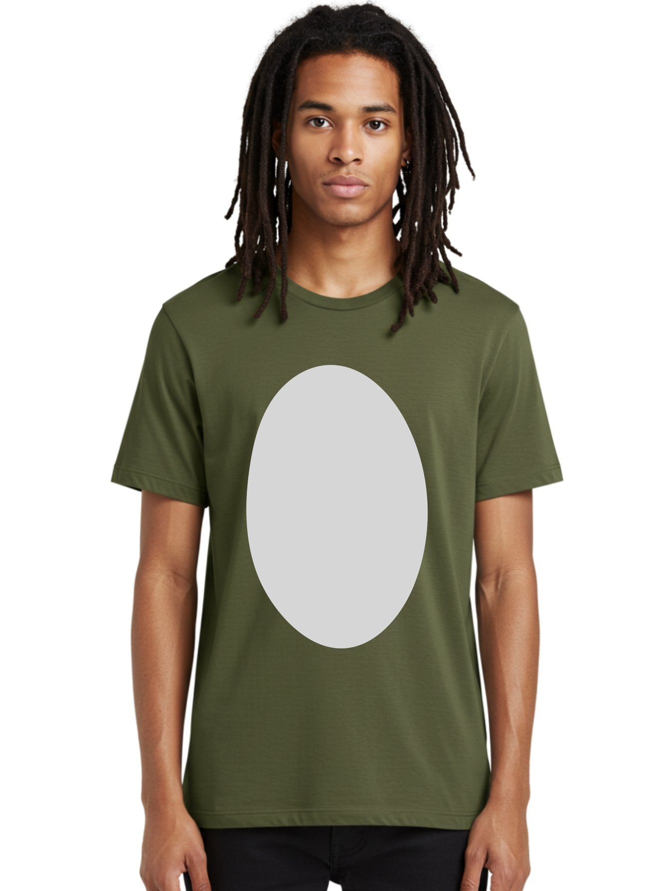 Oval Men'S Graphic Tee, 100% Cotton, Comfortable Casual Summer Wear, Machine Washable, White Oval Shape, Simple Design, Minimalist Art, Geometric Figure, Abstract Element, Clean Lines, Modern Aesthetic Aae040 26