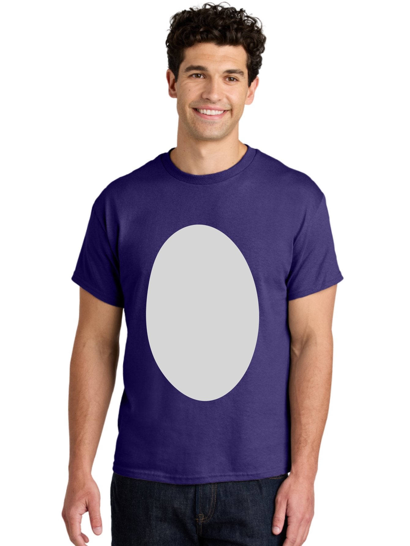 Oval Men'S Graphic Tee, 100% Cotton, Comfortable Casual Summer Wear, Machine Washable, White Oval Shape, Simple Design, Minimalist Art, Geometric Figure, Abstract Element, Clean Lines, Modern Aesthetic Aae040 23