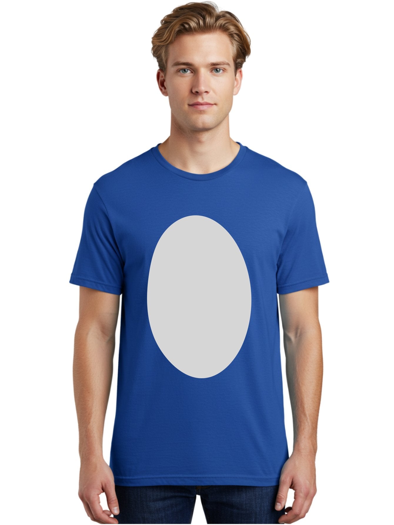 Oval Men'S Graphic Tee, 100% Cotton, Comfortable Casual Summer Wear, Machine Washable, White Oval Shape, Simple Design, Minimalist Art, Geometric Figure, Abstract Element, Clean Lines, Modern Aesthetic Aae040 29