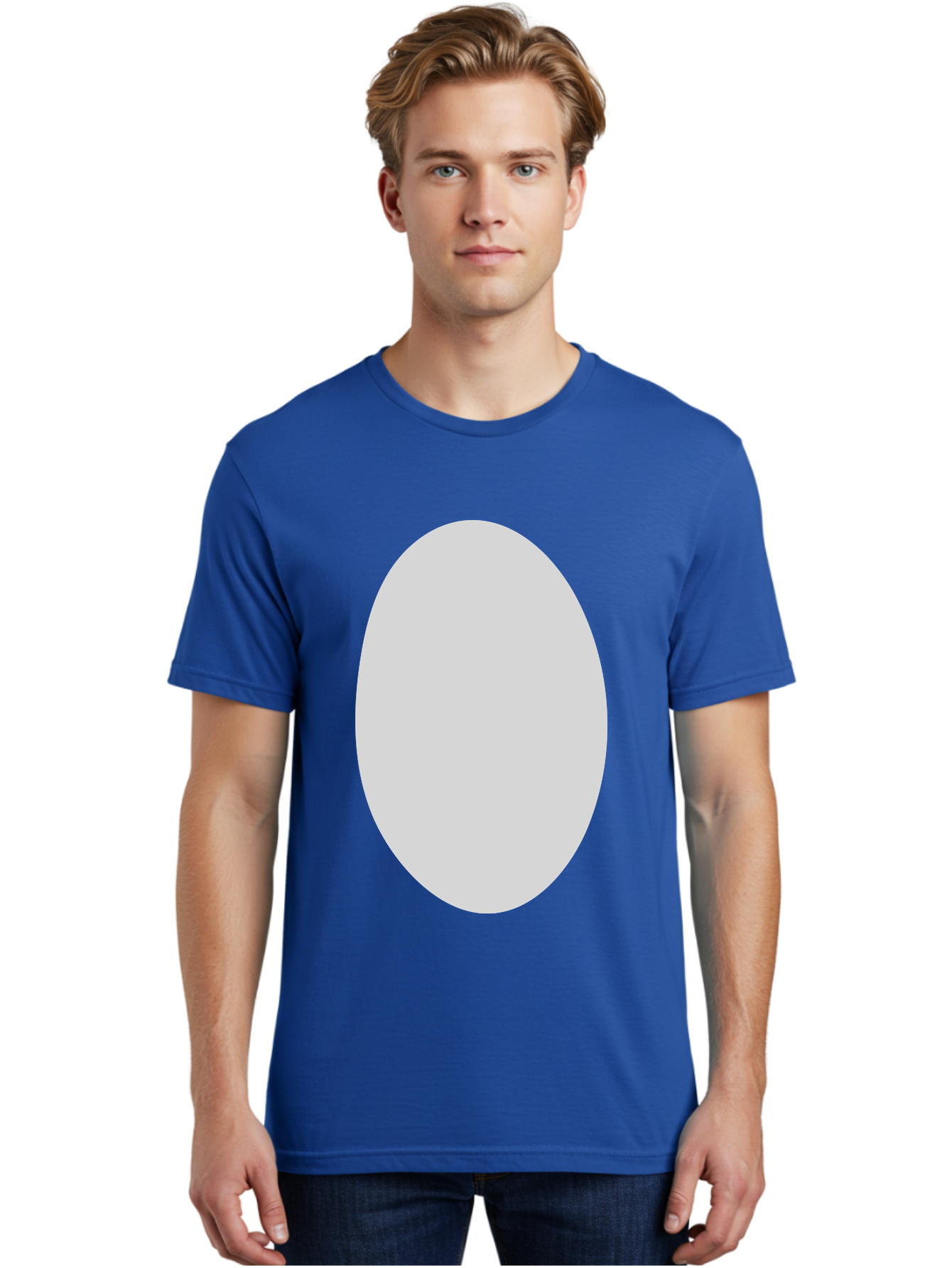 Oval Men'S Graphic Tee, 100% Cotton, Comfortable Casual Summer Wear, Machine Washable, White Oval Shape, Simple Design, Minimalist Art, Geometric Figure, Abstract Element, Clean Lines, Modern Aesthetic Aae040 4