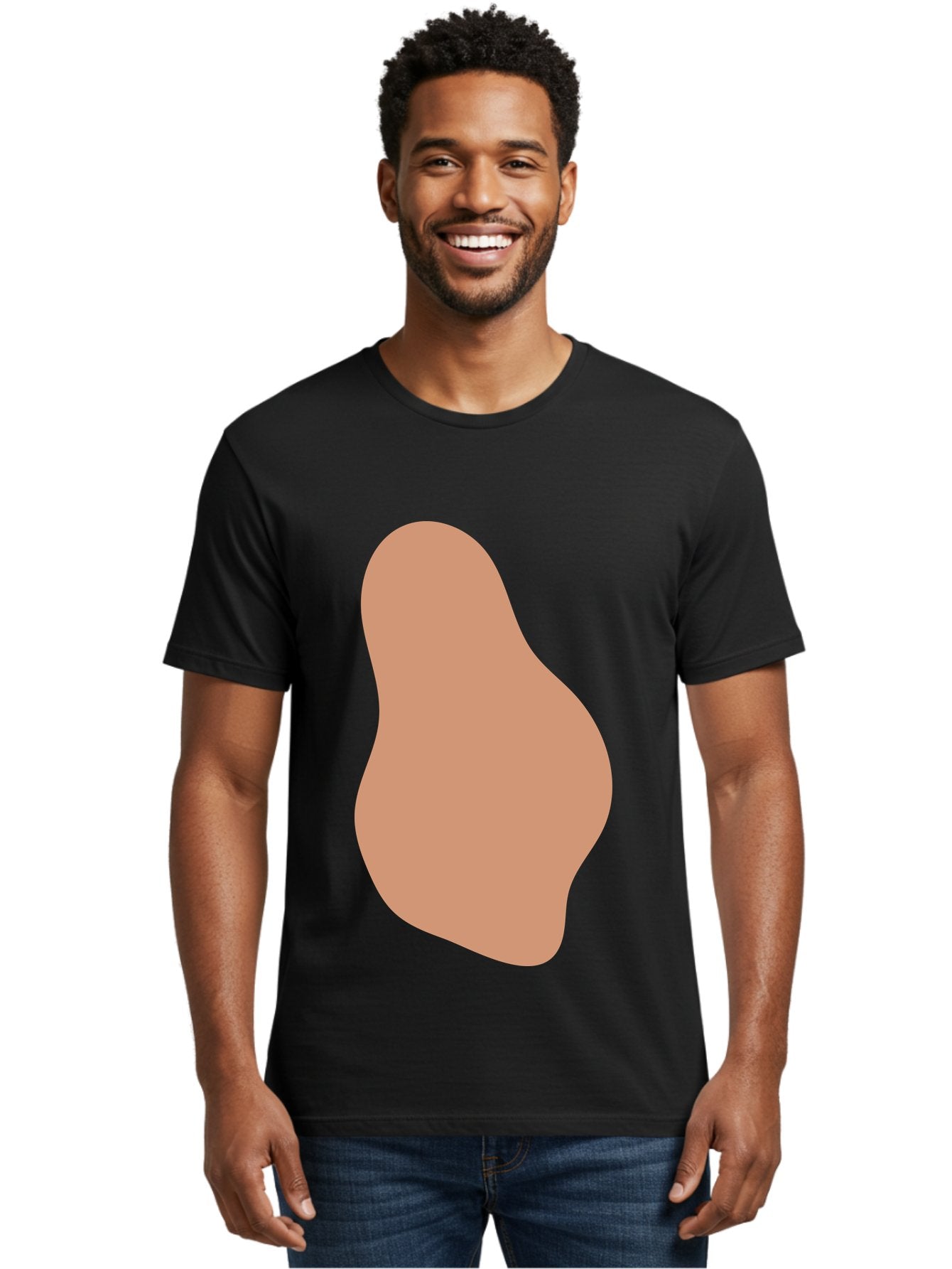 Peanut Men'S Graphic Tee, 100% Cotton, Comfortable Casual Summer Wear, Machine Washable, Peanut Shaped Object, Light Brown Color, Irregular Shape, Abstract Design, Simple Graphic, Minimalist Art Aae041 18