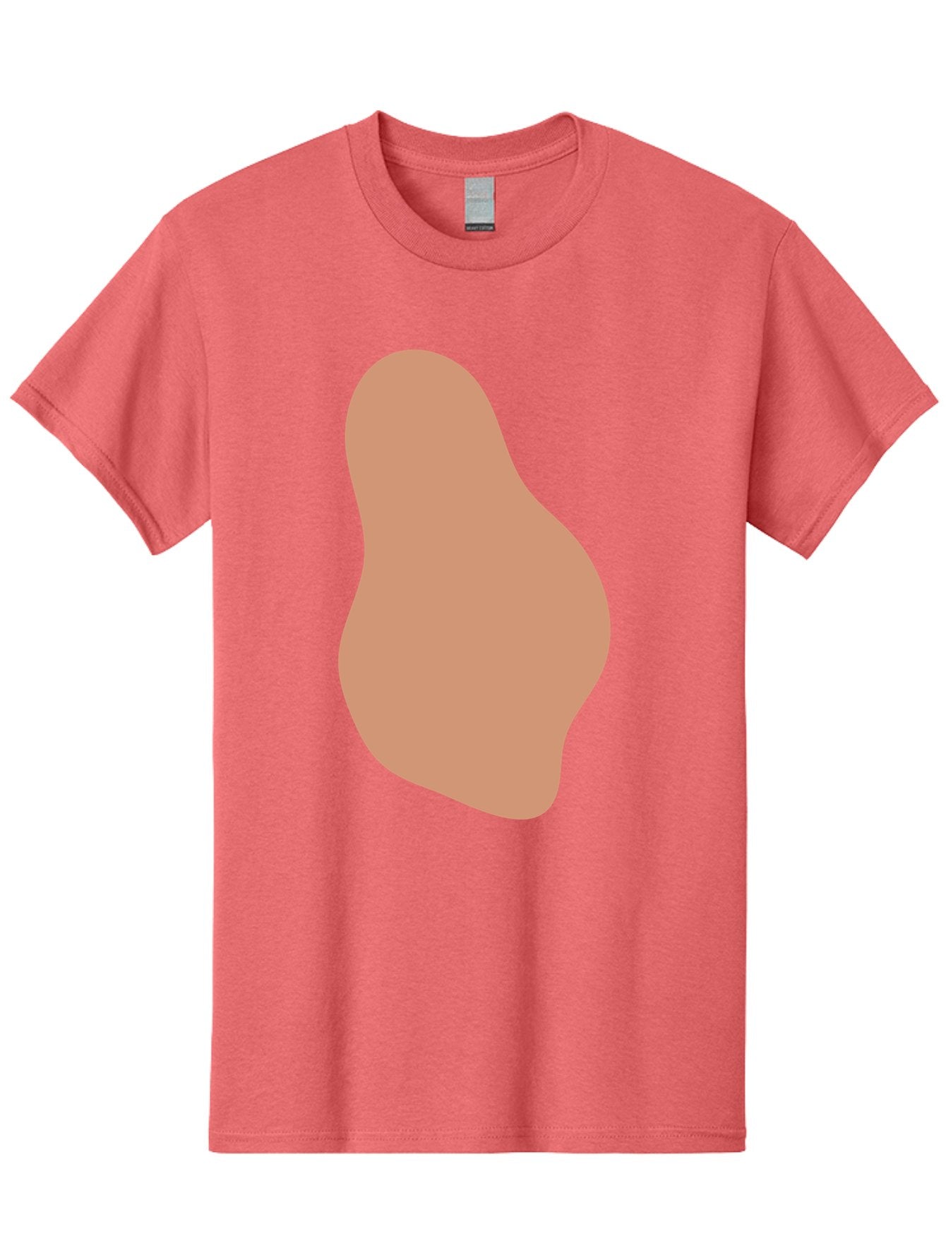 Peanut Men'S Graphic Tee, 100% Cotton, Comfortable Casual Summer Wear, Machine Washable, Peanut Shaped Object, Light Brown Color, Irregular Shape, Abstract Design, Simple Graphic, Minimalist Art Aae041