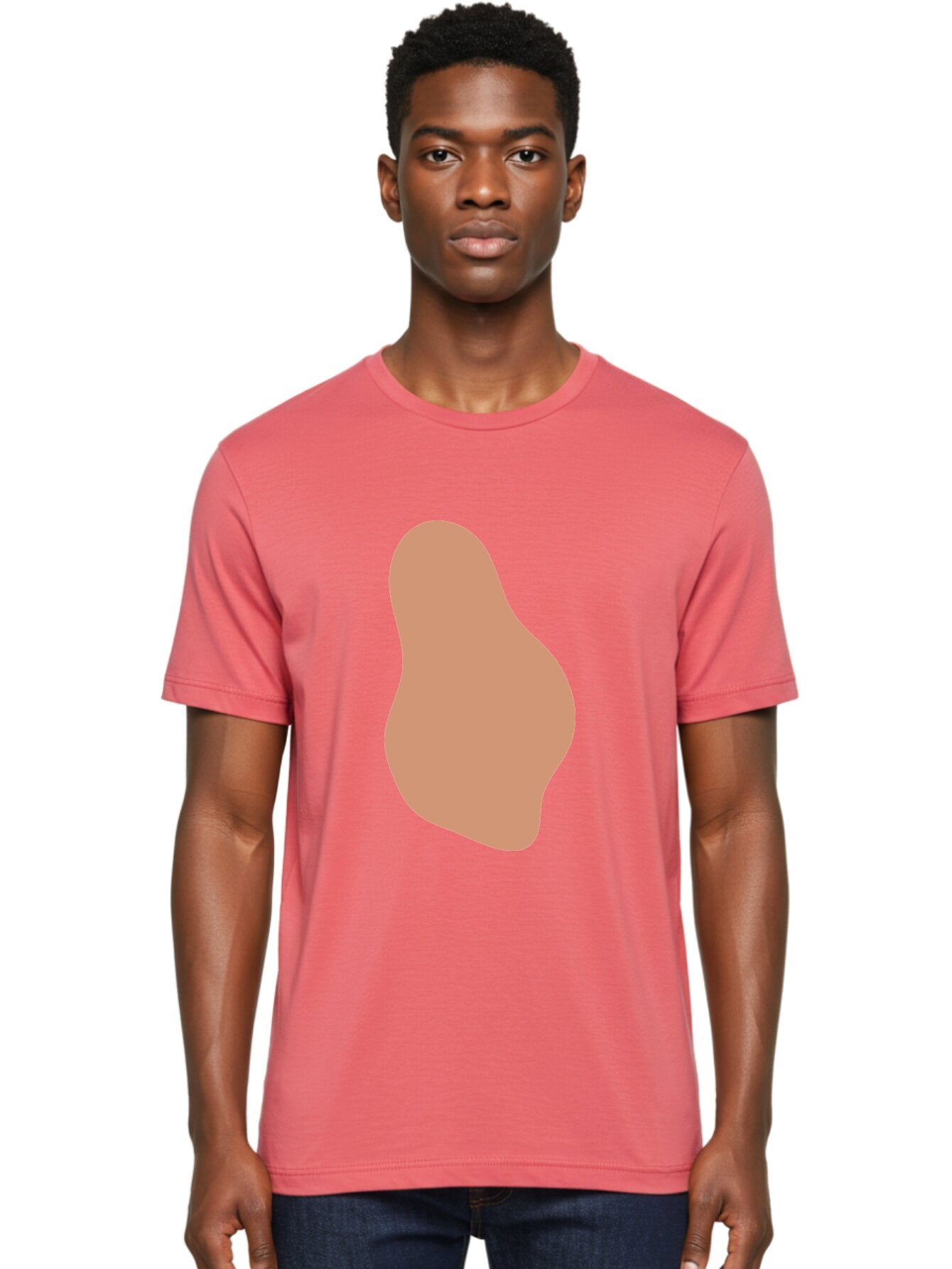 Peanut Men'S Graphic Tee, 100% Cotton, Comfortable Casual Summer Wear, Machine Washable, Peanut Shaped Object, Light Brown Color, Irregular Shape, Abstract Design, Simple Graphic, Minimalist Art Aae041 21