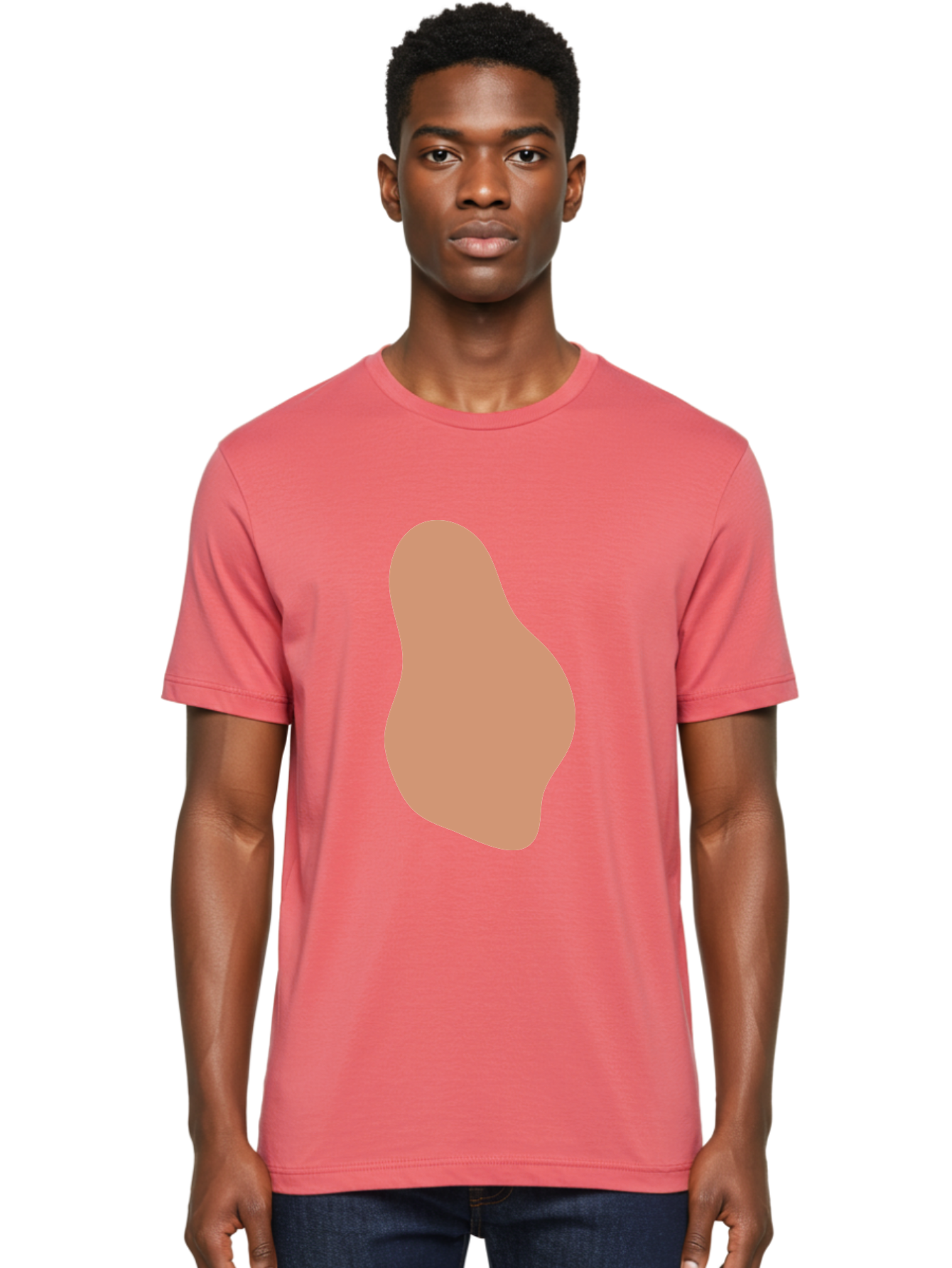 Peanut Men'S Graphic Tee, 100% Cotton, Comfortable Casual Summer Wear, Machine Washable, Peanut Shaped Object, Light Brown Color, Irregular Shape, Abstract Design, Simple Graphic, Minimalist Art Aae041 20