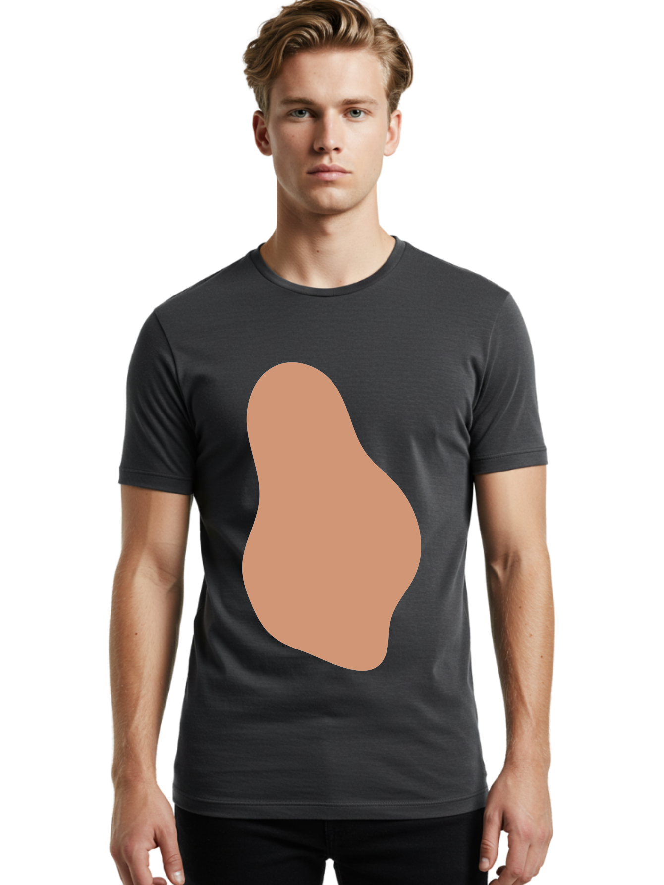Peanut Men'S Graphic Tee, 100% Cotton, Comfortable Casual Summer Wear, Machine Washable, Peanut Shaped Object, Light Brown Color, Irregular Shape, Abstract Design, Simple Graphic, Minimalist Art Aae041 16