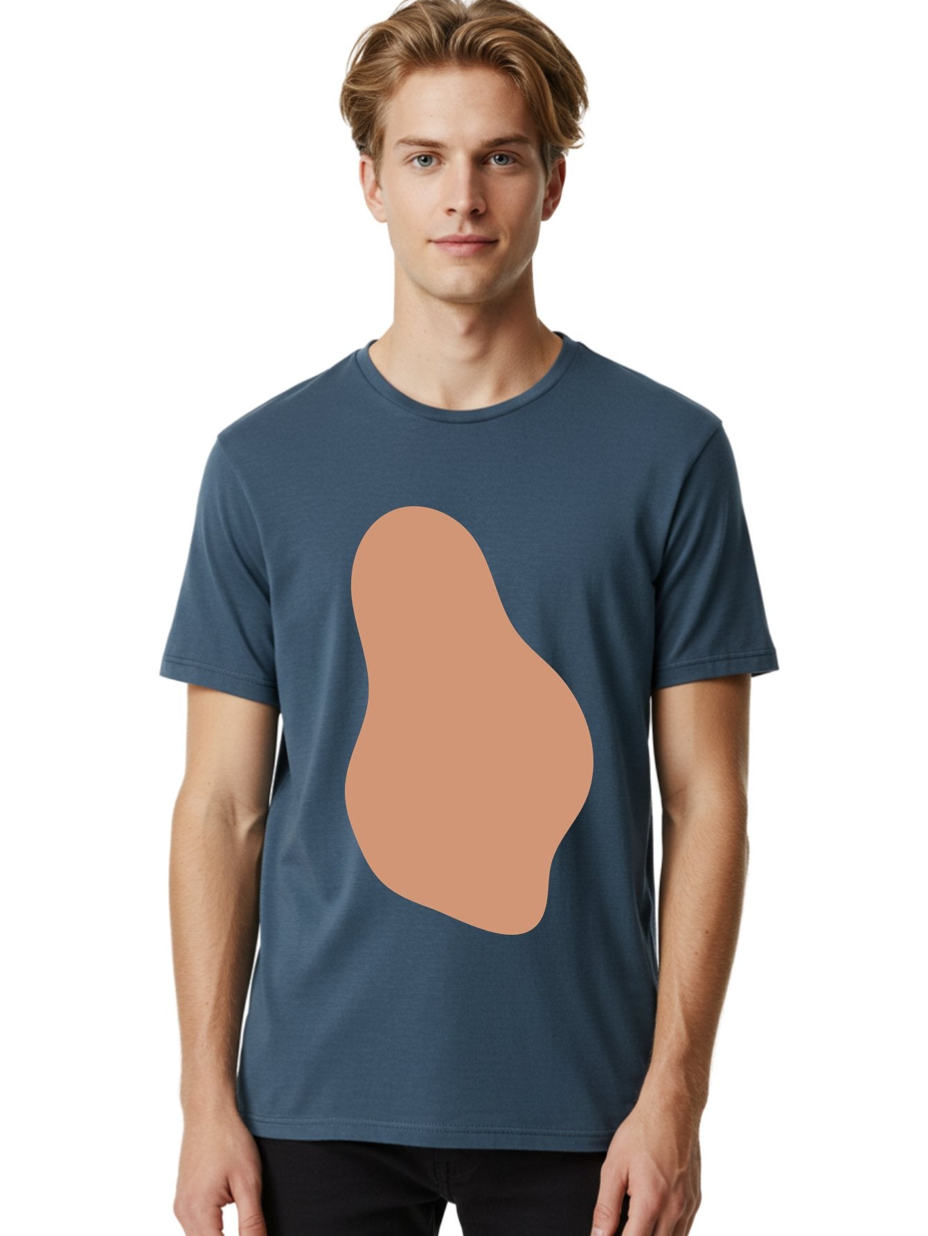 Peanut Men'S Graphic Tee, 100% Cotton, Comfortable Casual Summer Wear, Machine Washable, Peanut Shaped Object, Light Brown Color, Irregular Shape, Abstract Design, Simple Graphic, Minimalist Art Aae041 19