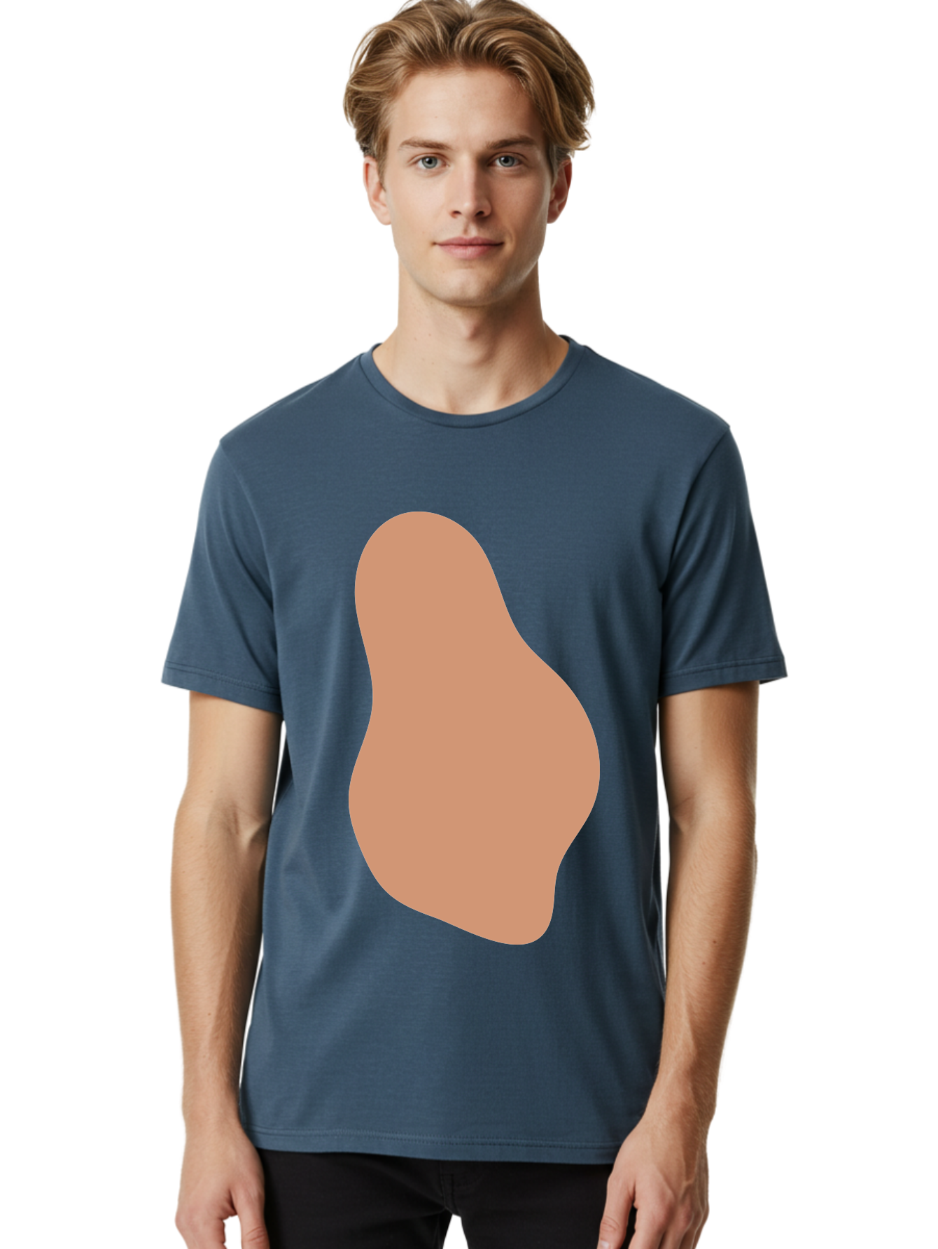 Peanut Men'S Graphic Tee, 100% Cotton, Comfortable Casual Summer Wear, Machine Washable, Peanut Shaped Object, Light Brown Color, Irregular Shape, Abstract Design, Simple Graphic, Minimalist Art Aae041 22